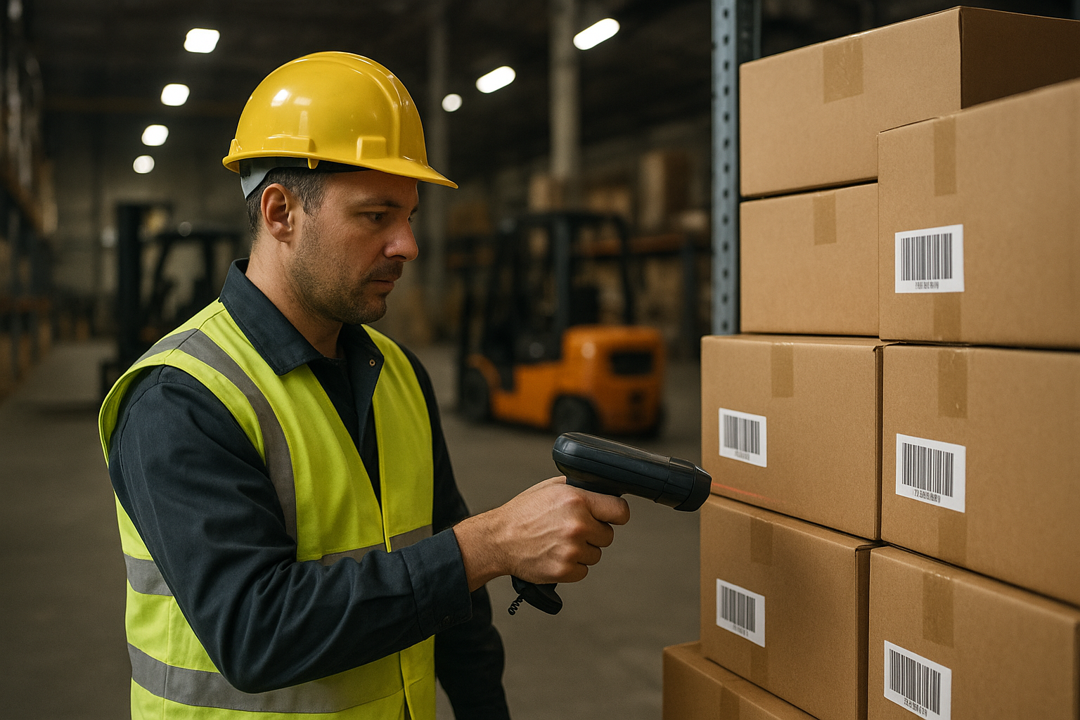 Warehouse coordinator scanning inventory as part of an entry-level logistics job