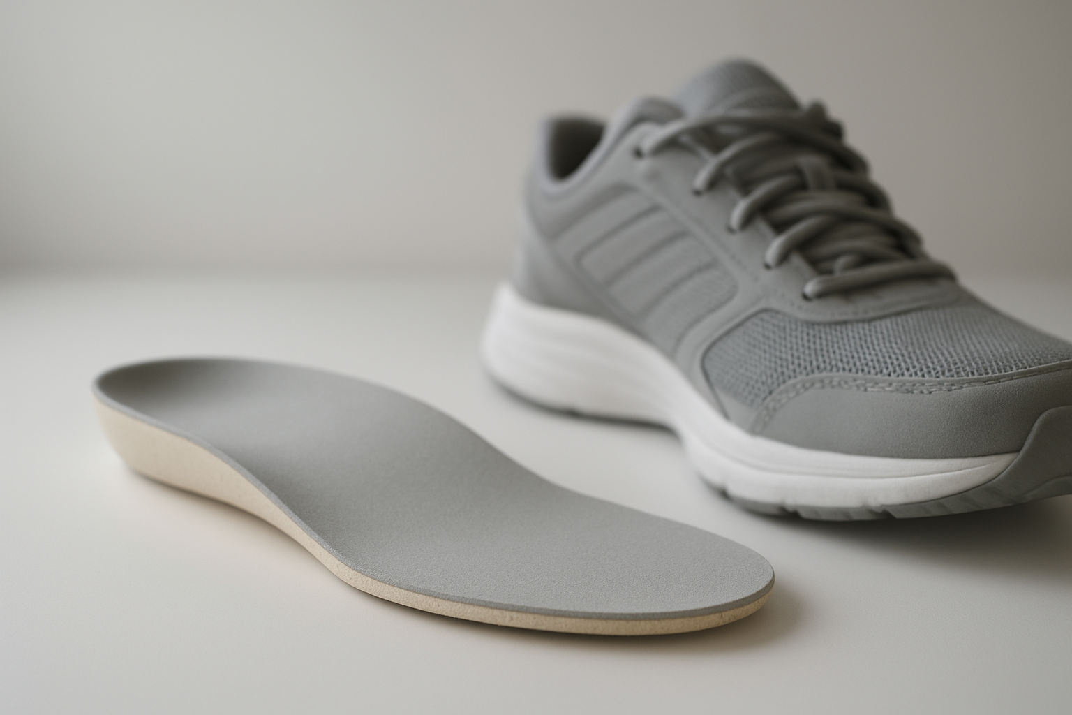 Custom orthotic insert used as one of the plantar fasciitis orthotic solutions for heel pain relief