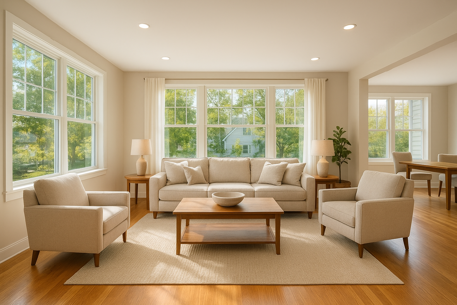 Bright open-concept living room interior typical of Stone Oak real estate listings