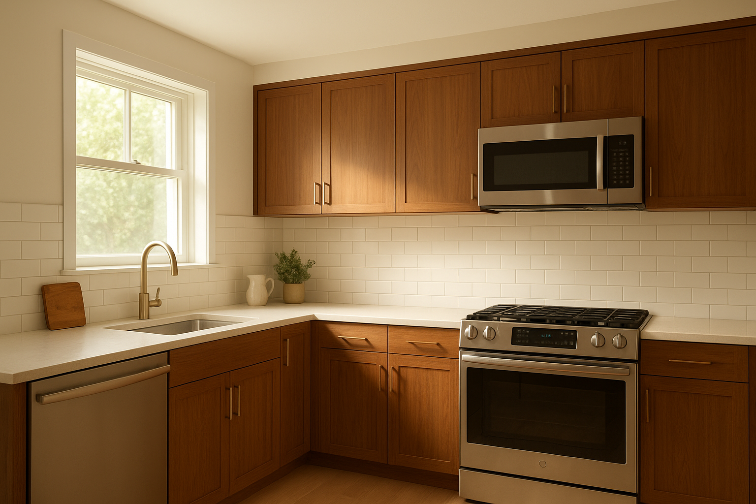Newly refaced kitchen cabinets installed by trusted cabinet refacers in a Cincinnati home