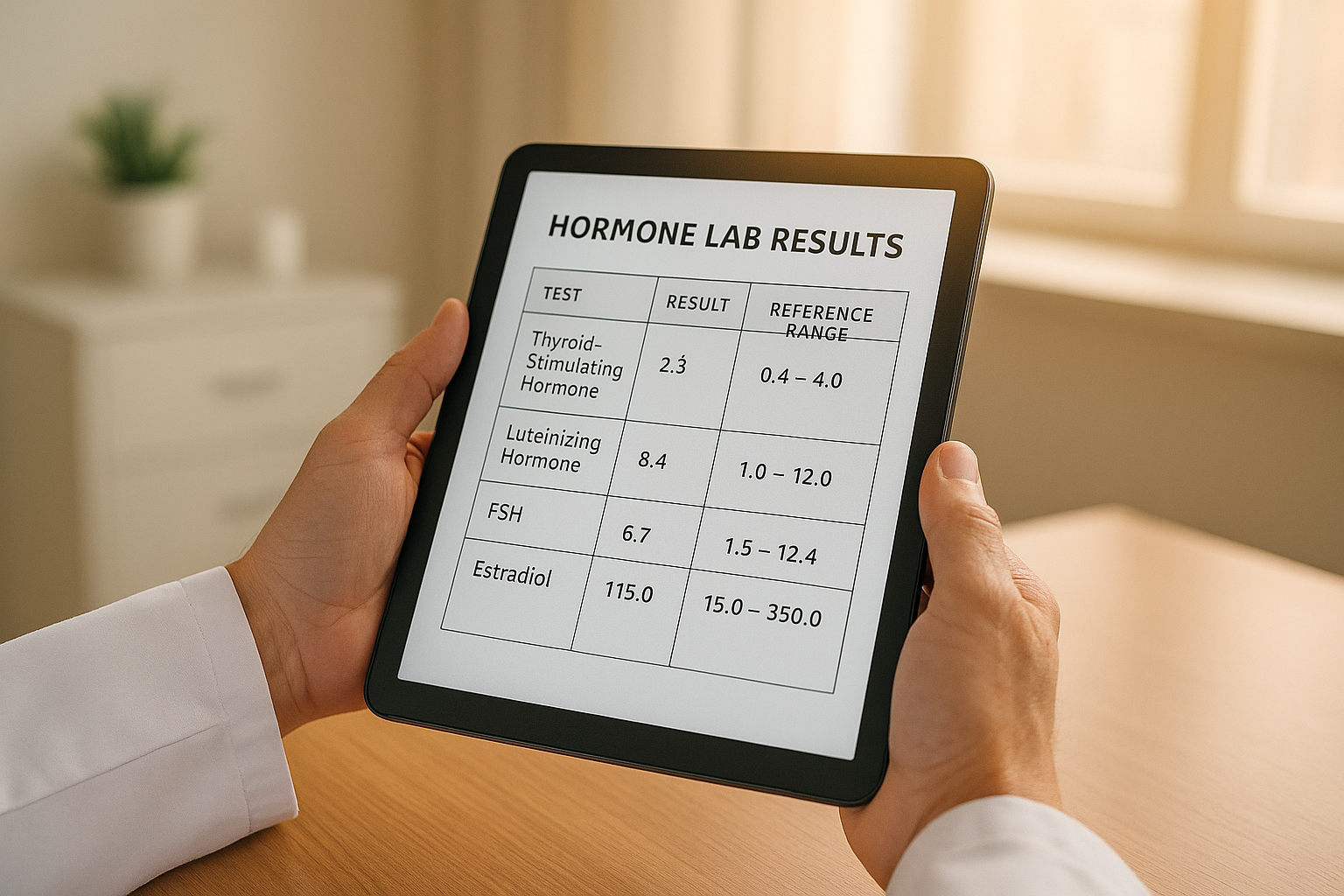 Doctor reviewing lab results for a patient's hormone optimization treatment plan