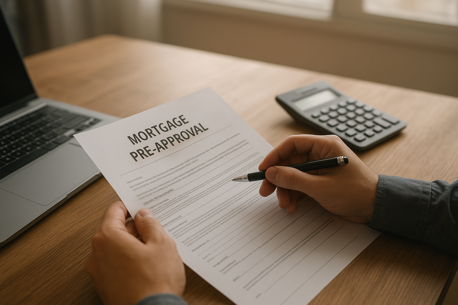Loan officer and buyer reviewing mortgage pre-approval paperwork for a San Antonio home purchase