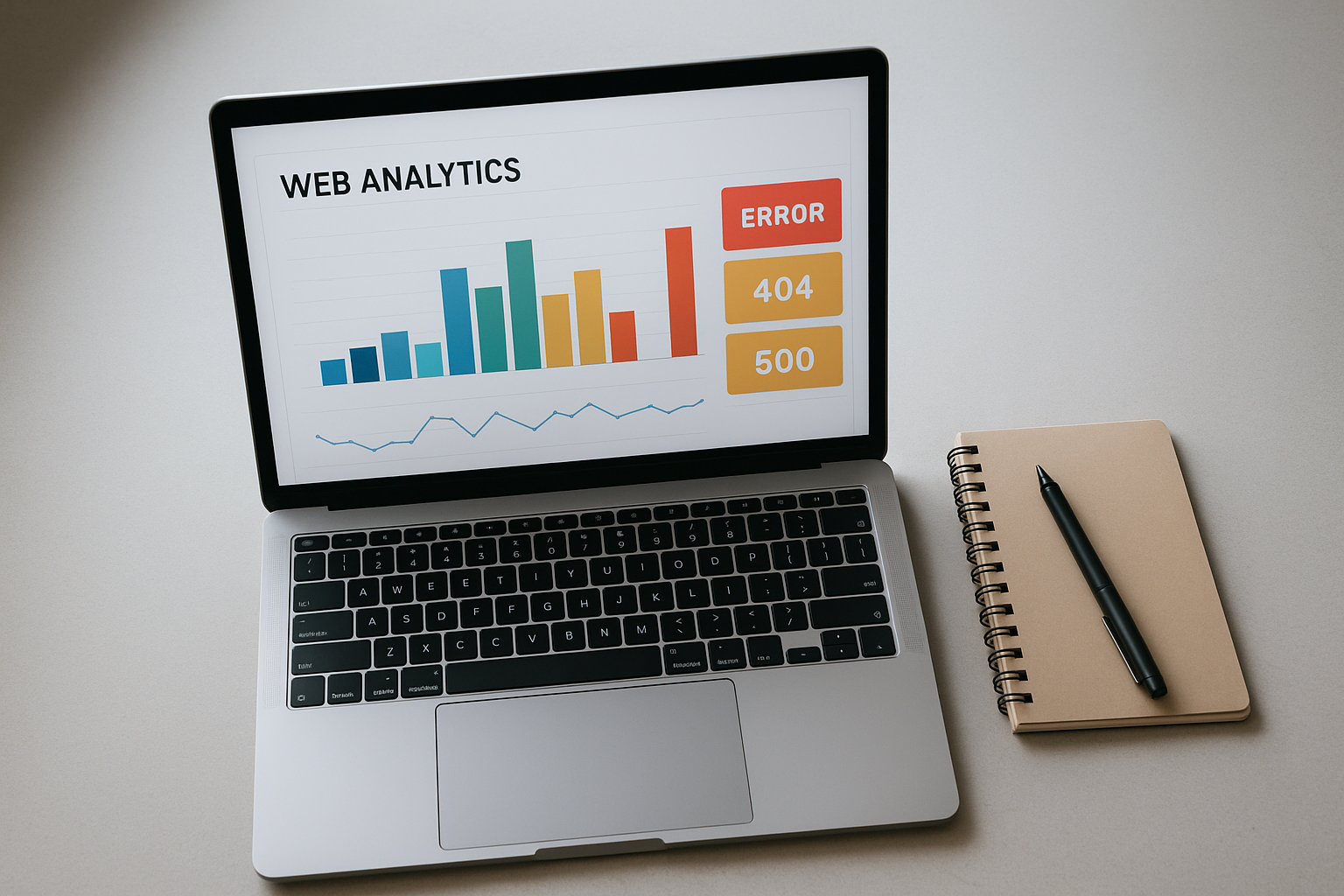SEO audit dashboard on a laptop screen used to find and fix broken links on a website
