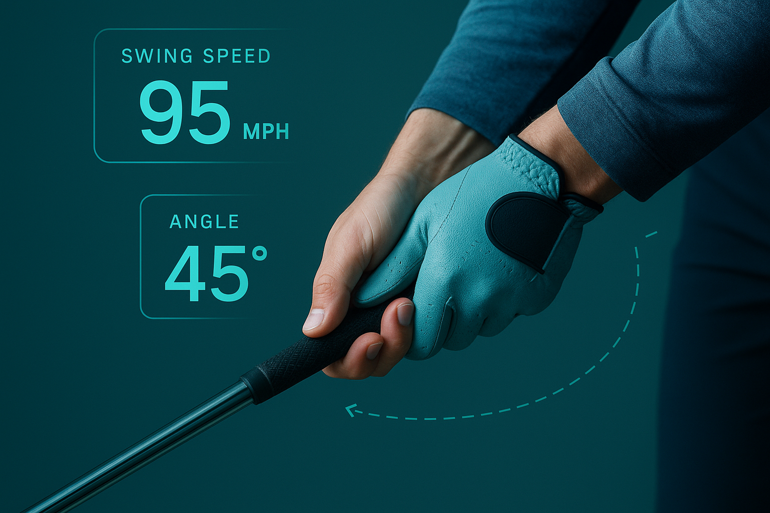 Data overlay showing swing metrics used in competitive golf coaching