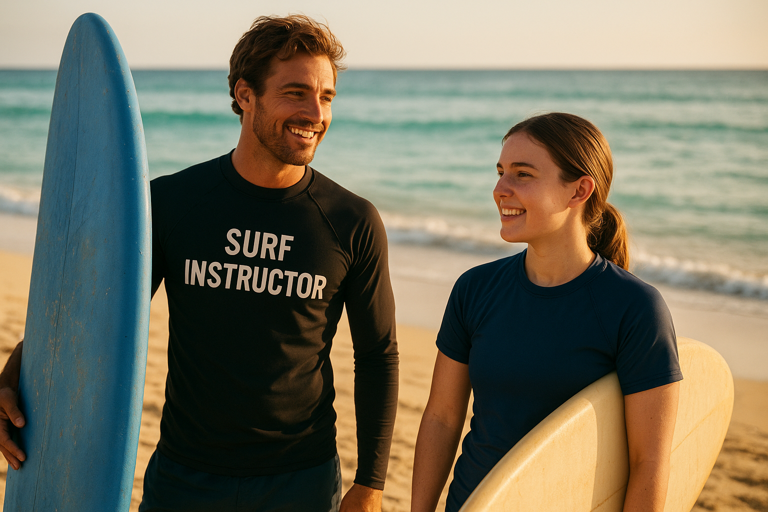 Certified surf instructors Honolulu teaching a beginner surfer at Waikiki Beach