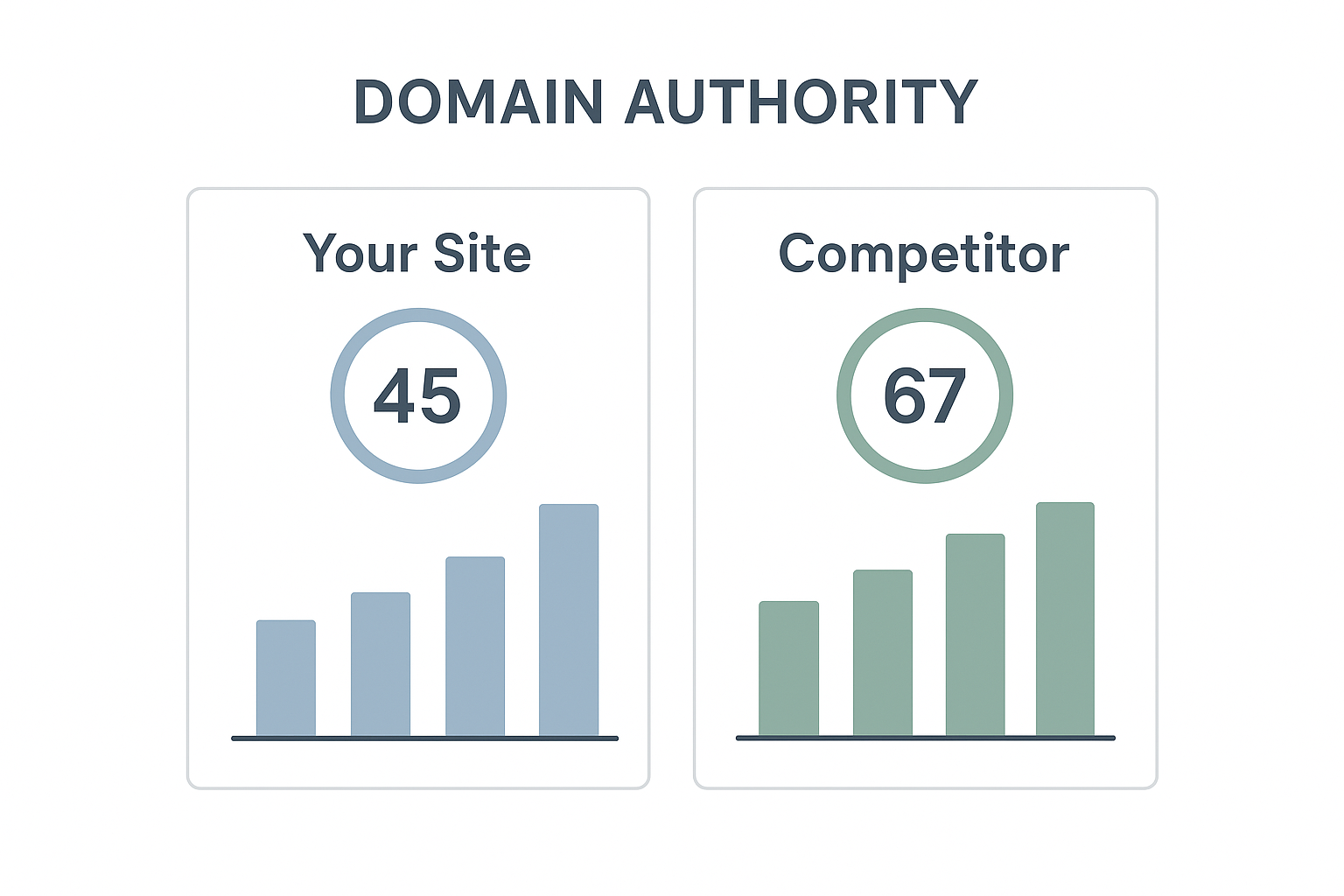 Competitor authority score comparison chart showing domain strength differences between two websites