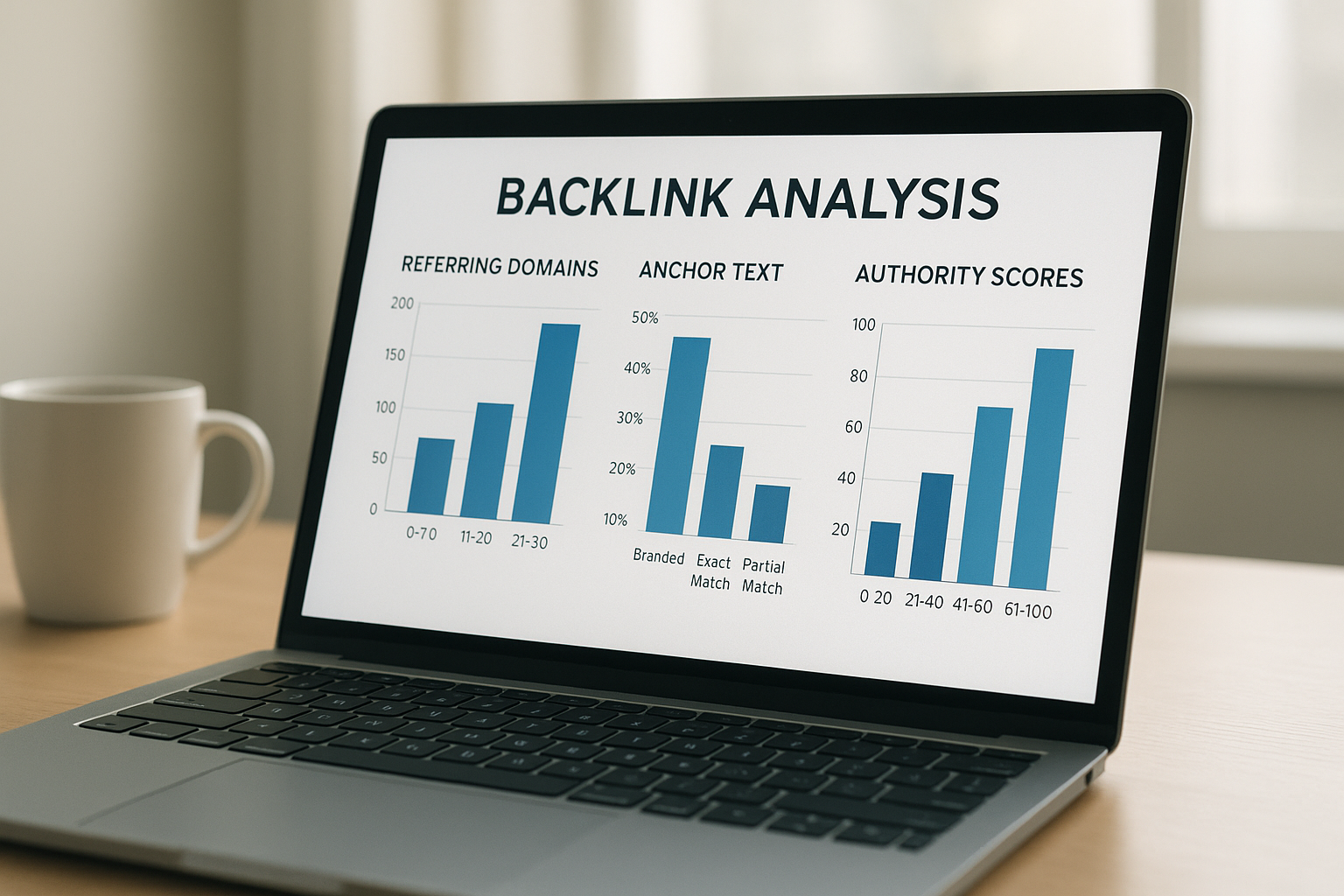 Backlink analysis report showing referring domains and authority scores in an SEO tool