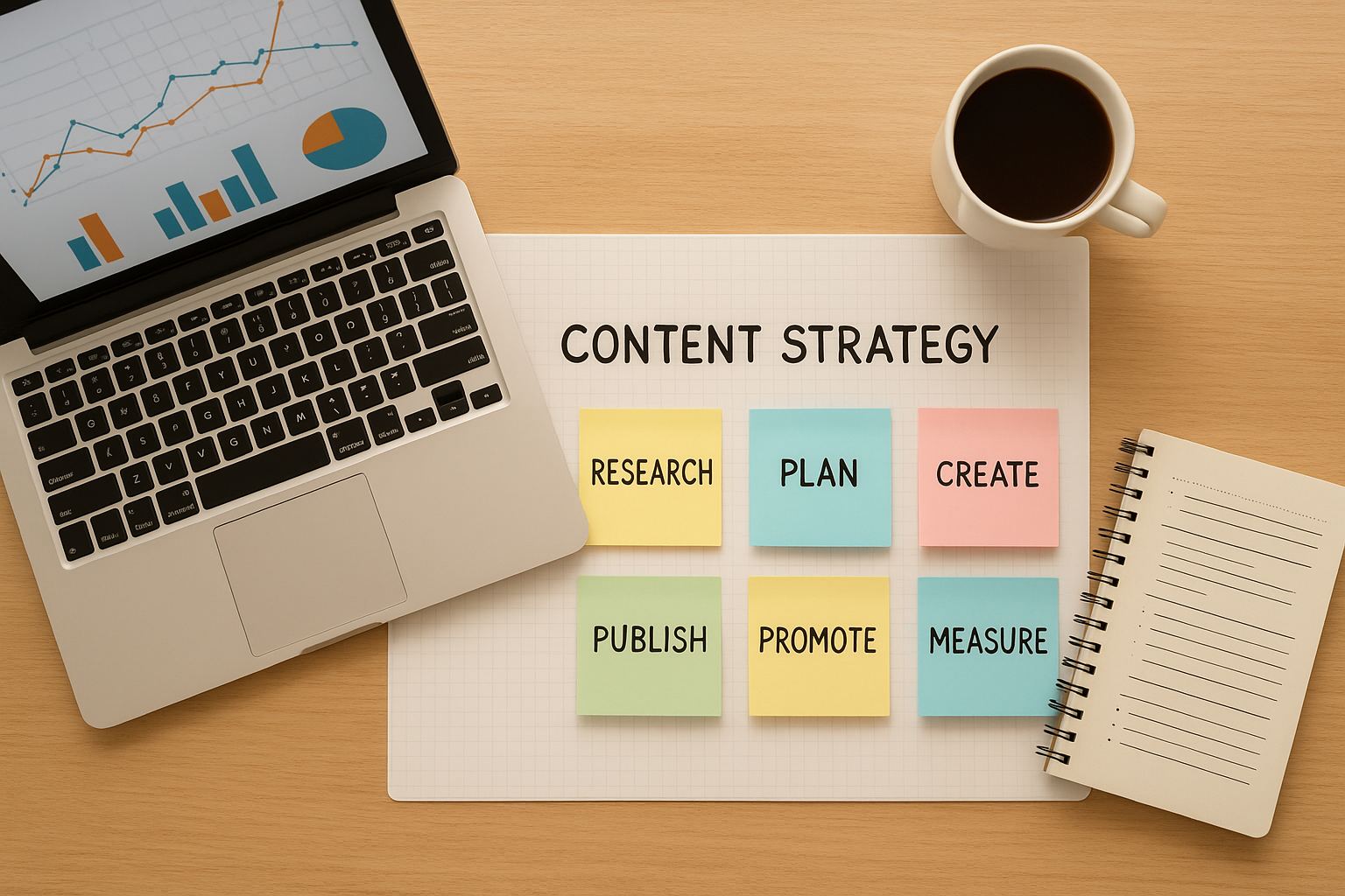 Content strategy planning board illustrating steps to optimize for AI citation and LLM search visibility