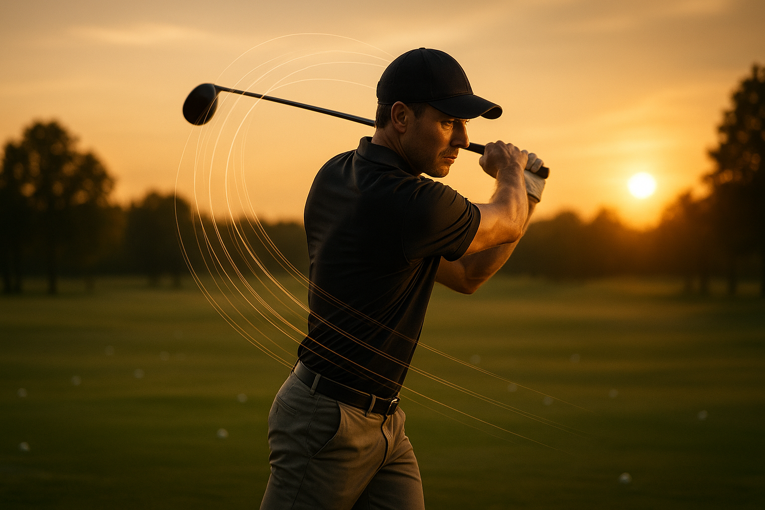 Golfer practicing swing mechanics as part of precision golf instruction training