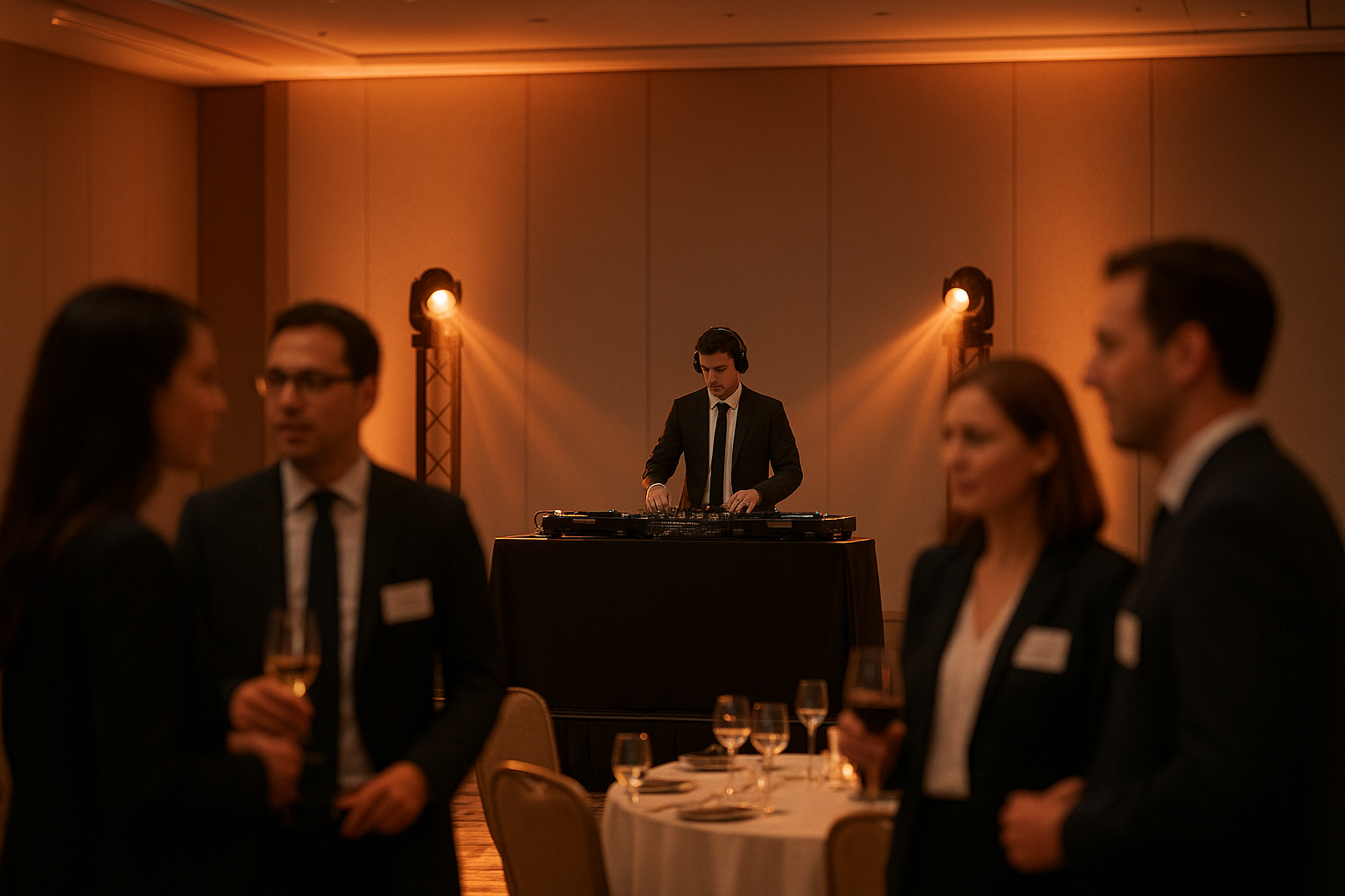 DJ company providing AV and lighting support at a corporate appreciation event