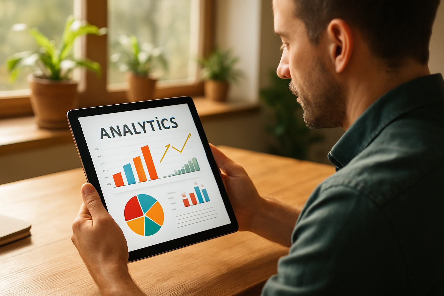 Small business owner reviewing search ranking improvements from AI-powered search ranking software