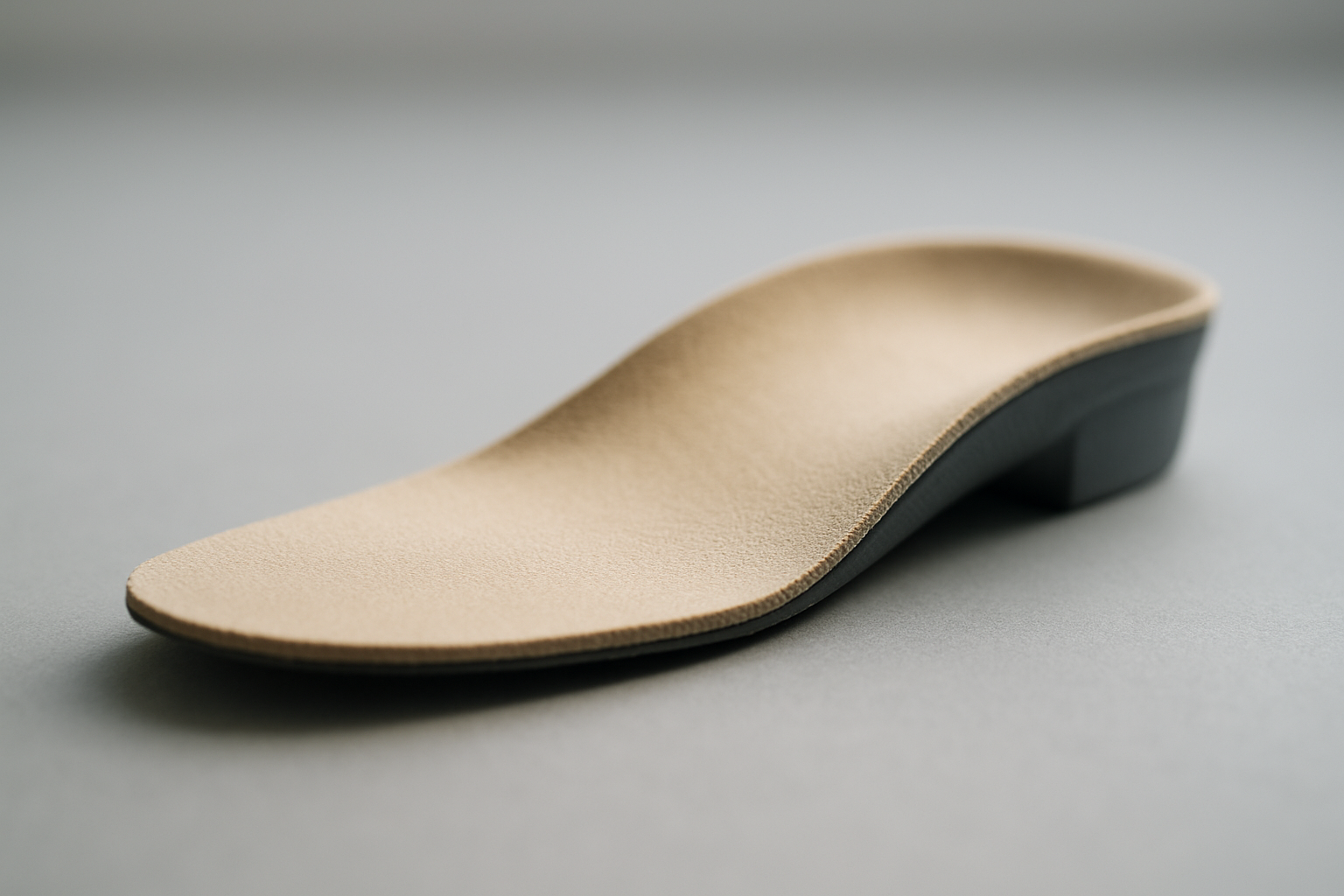 Custom orthotic insole with a heel post wedge visible at the rear for foot alignment correction