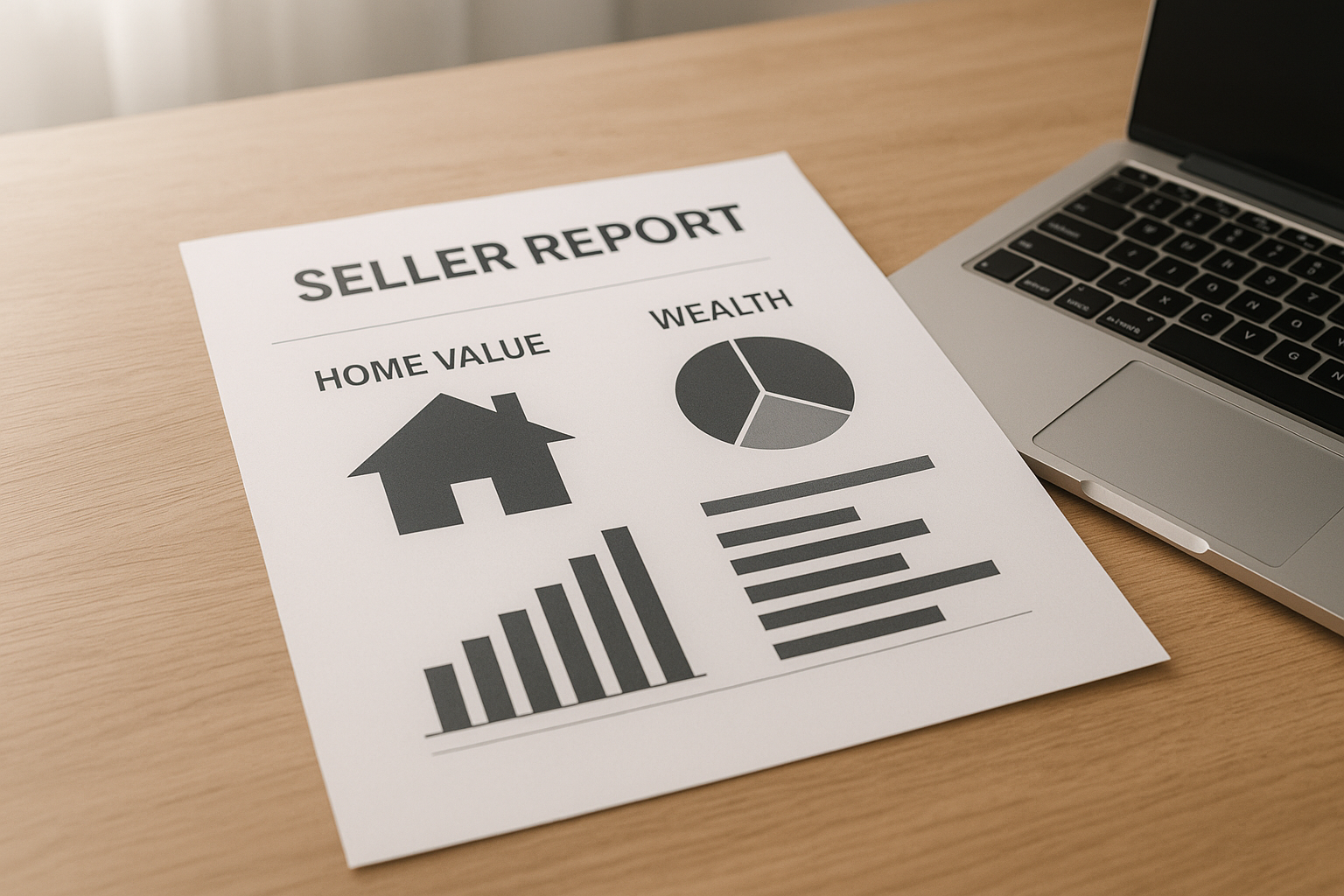 Printed Wealth Report generated by real estate farming software for a homeowner consultation