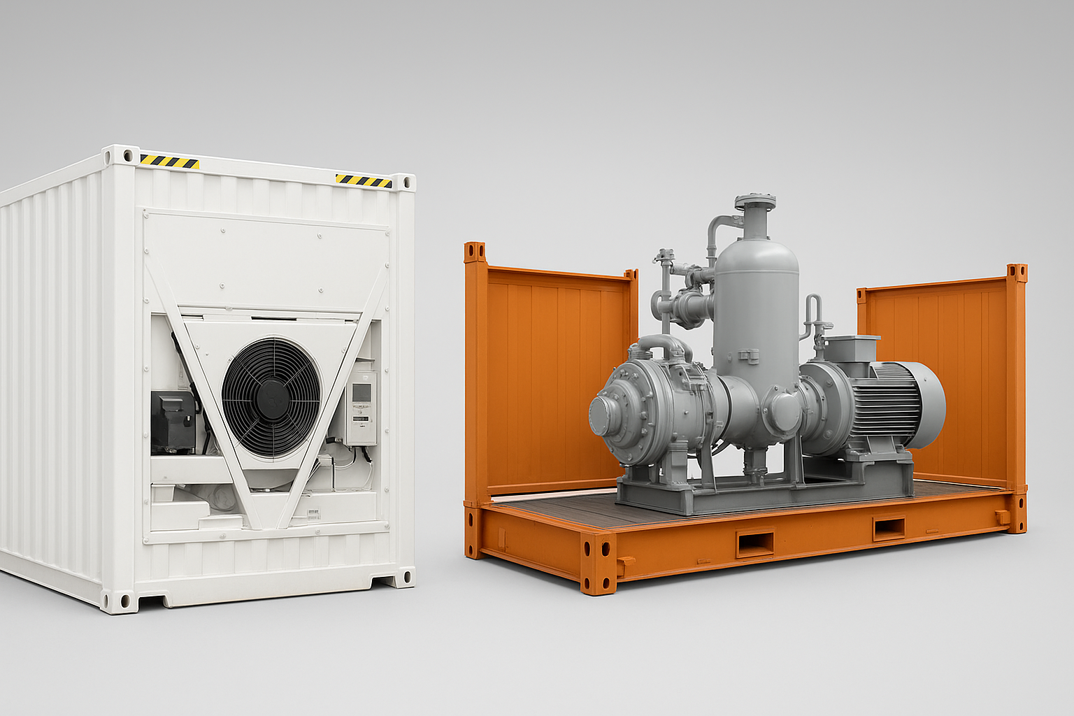Comparison of refrigerated and flat rack freight container types