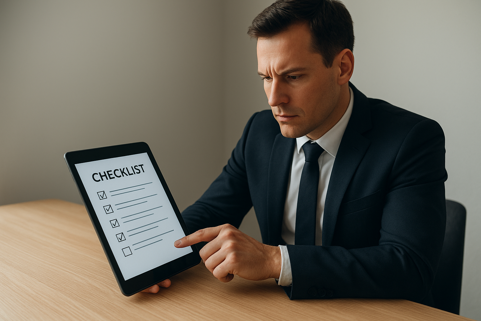 Business leader reviewing a checklist for selecting the best human capital firm partner