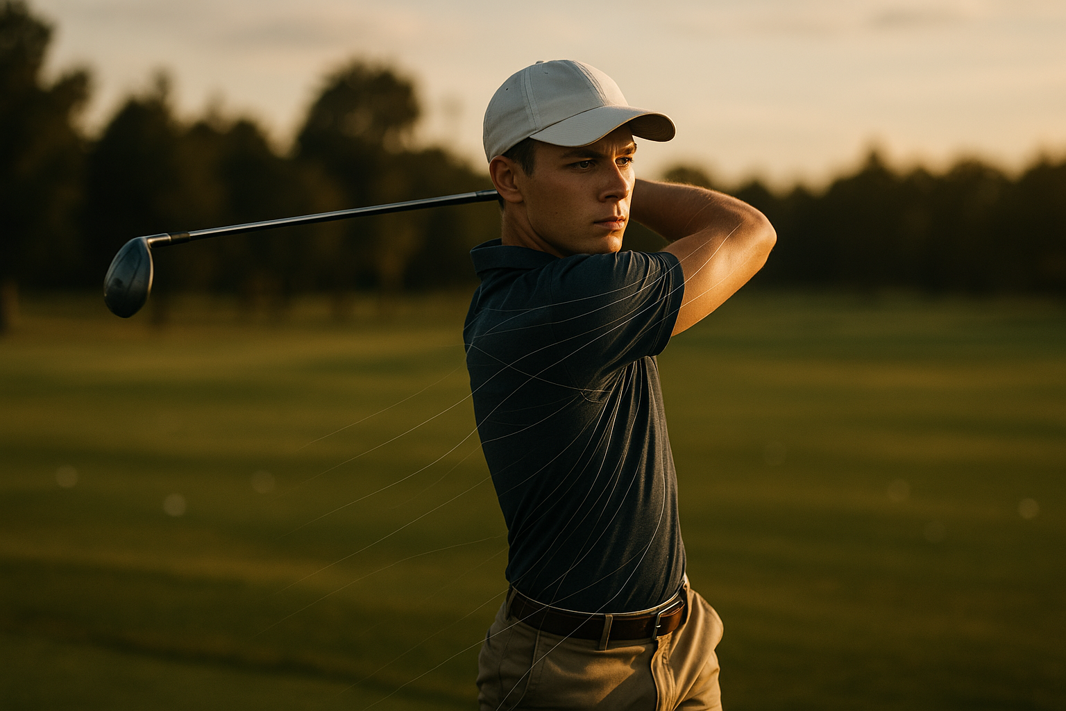 Collegiate golfer working on golf swing improvement for collegiate players during a range session