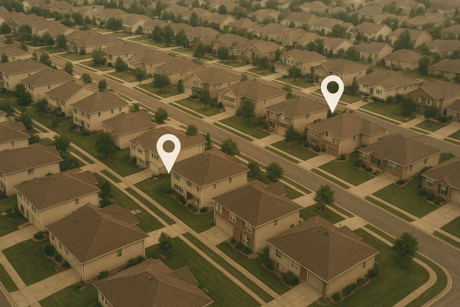Aerial view of comparable homes used to calculate property valuation