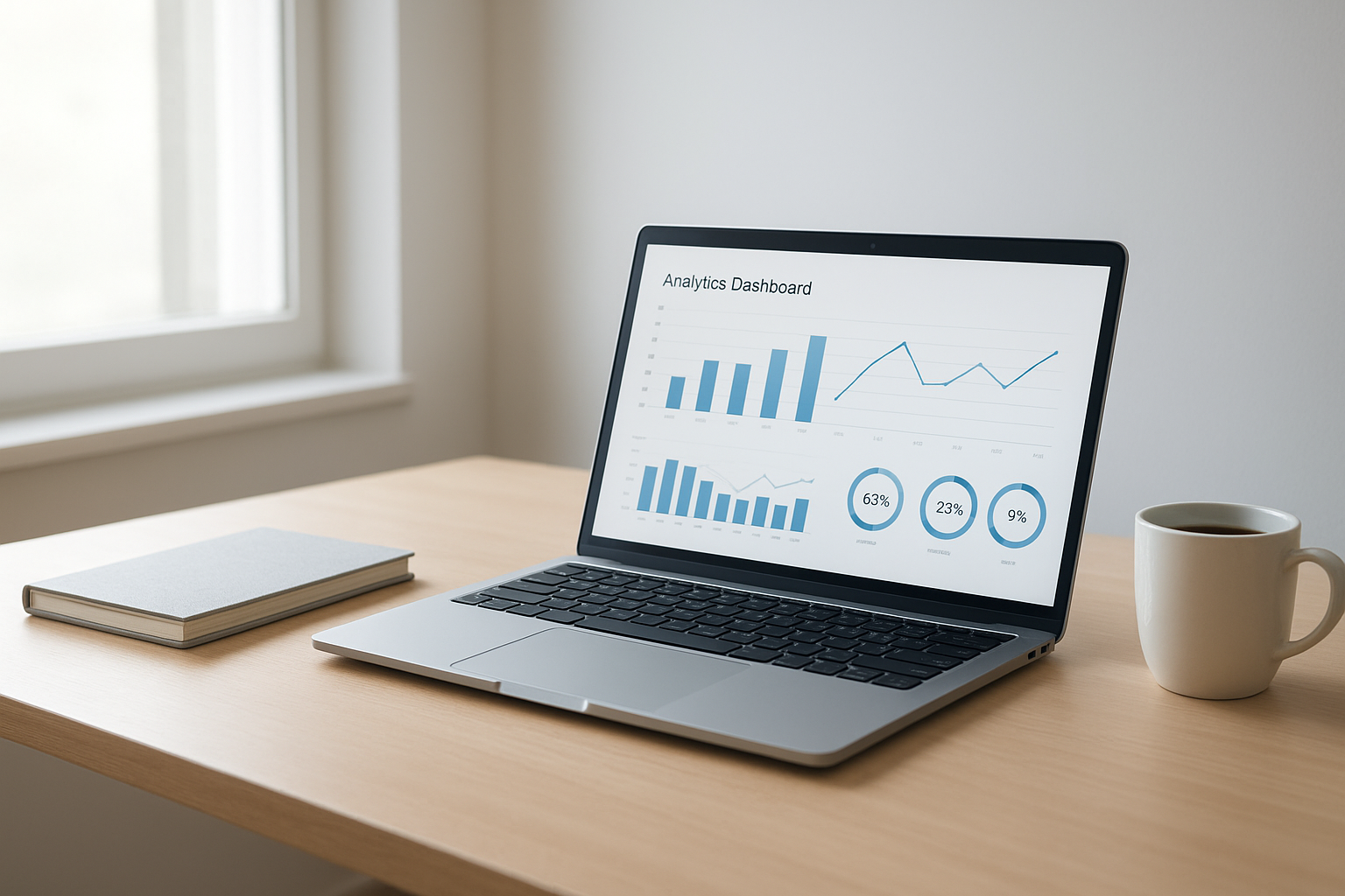 Laptop dashboard showing analytics used when applying seo optimization tips
