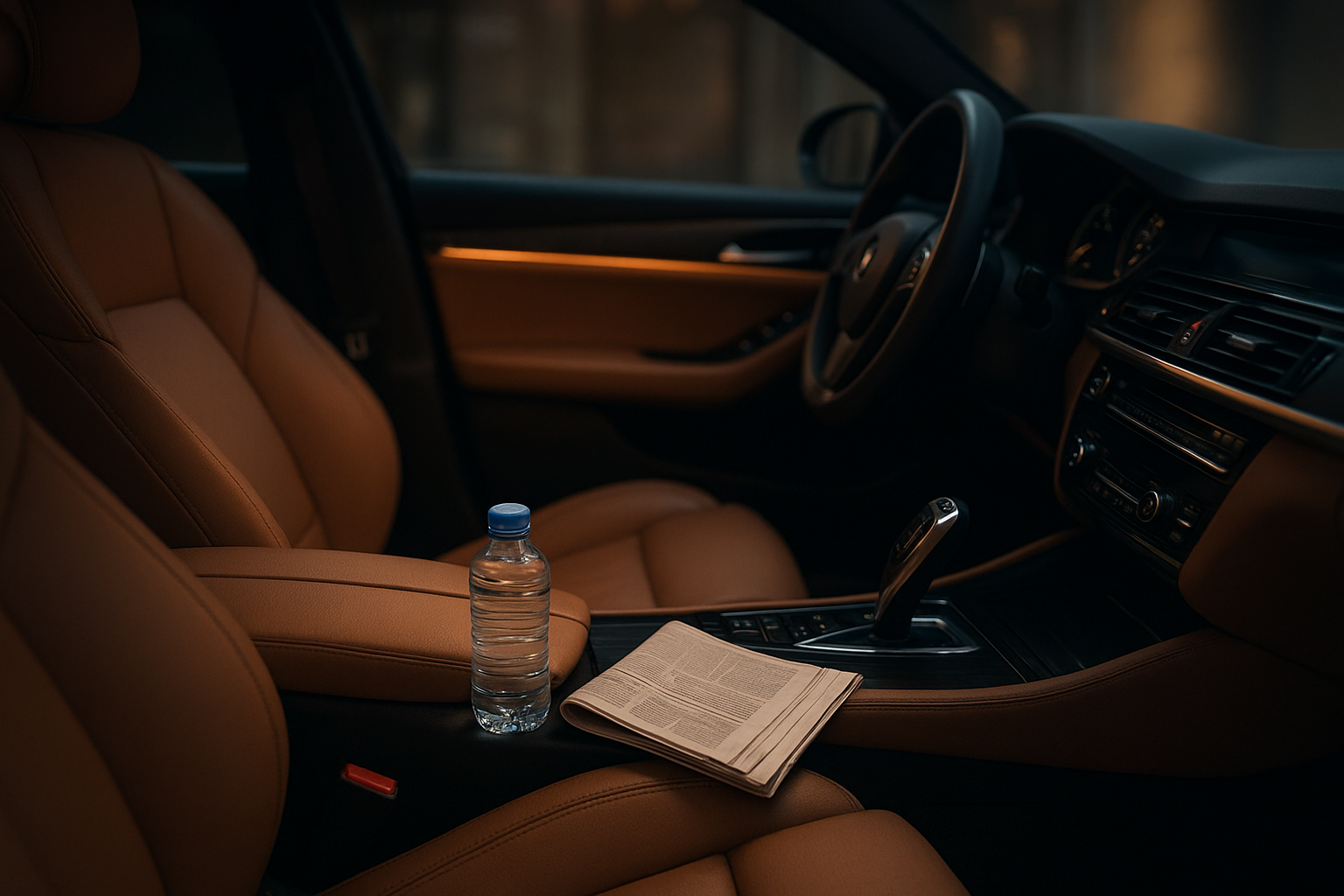 Interior of a chauffeured sedan used for San Diego to Long Beach Airport service