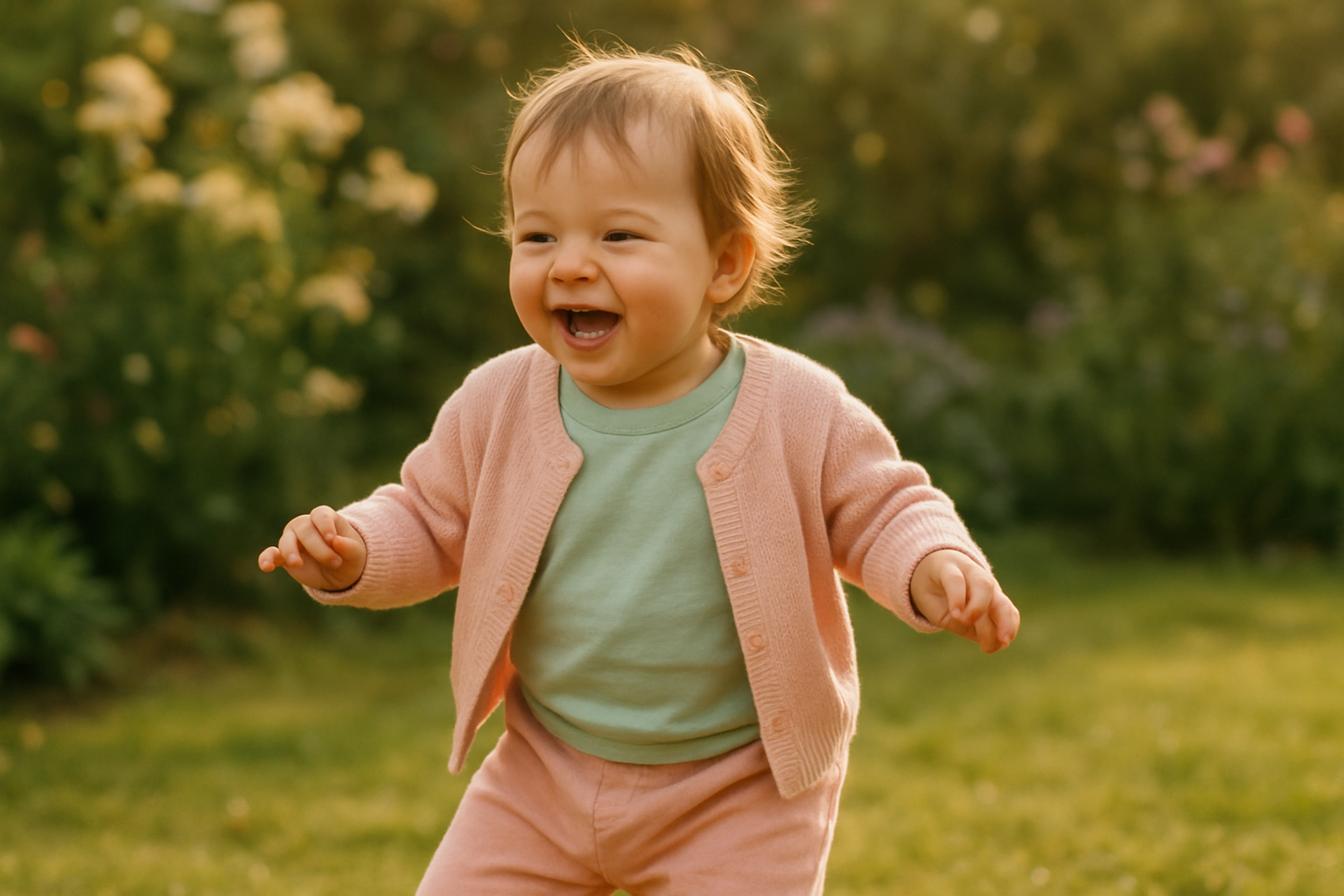 Toddler playing outdoors in a coordinated rental outfit