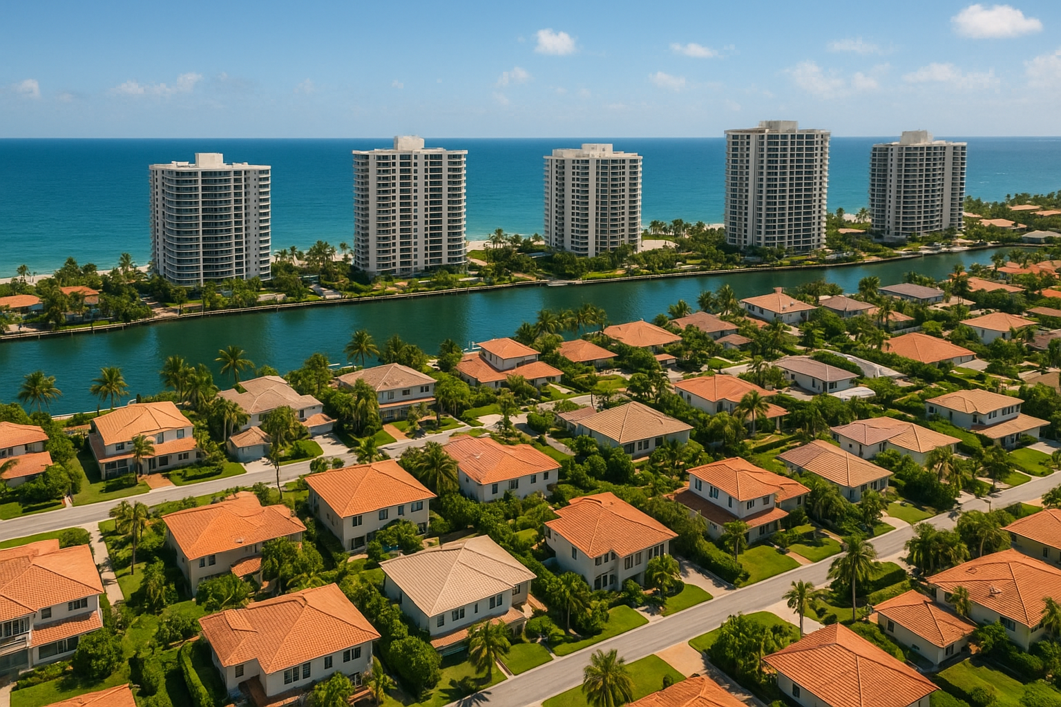 Coastal Palm Beach County neighborhood featuring both condos and single-family homes for sale