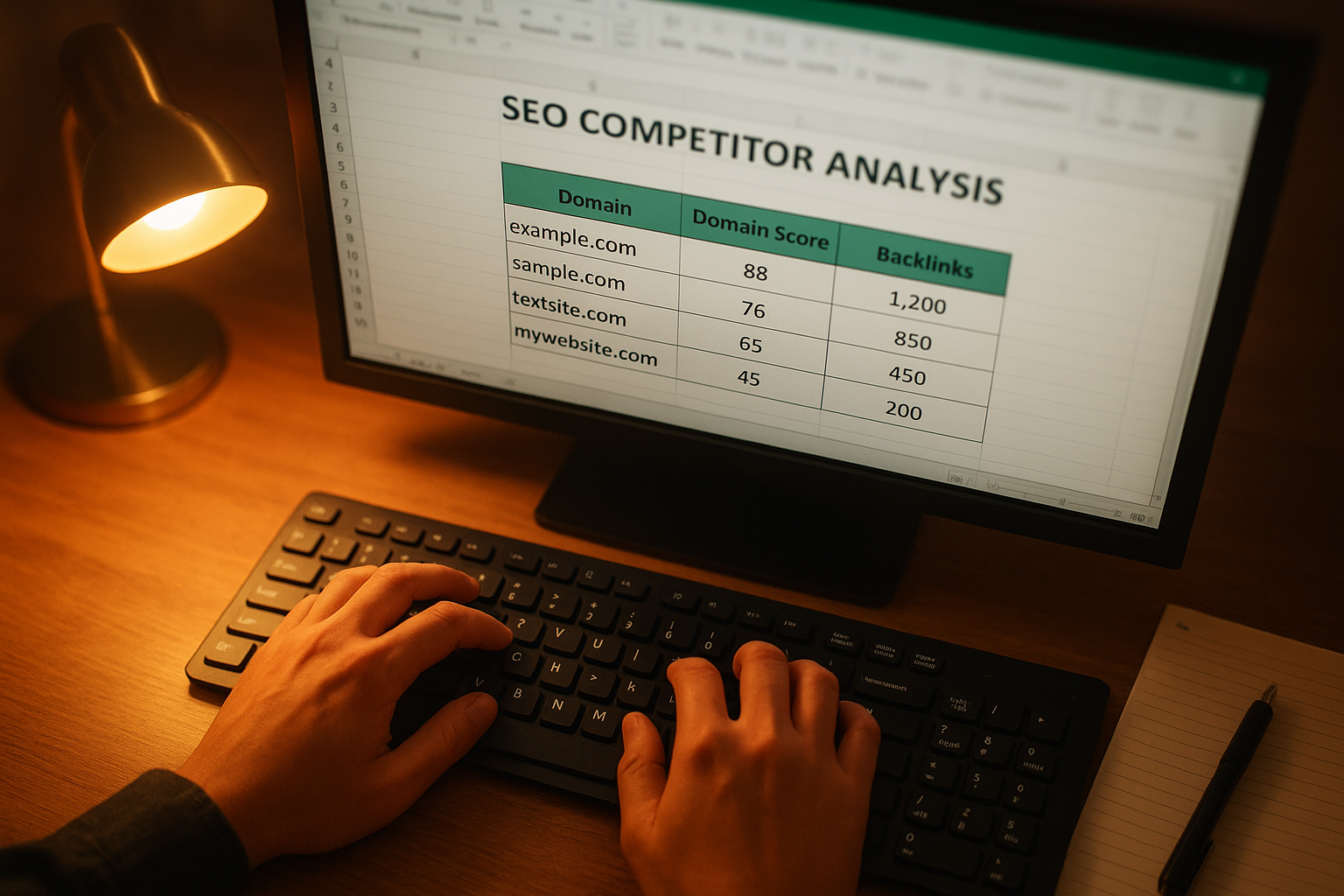 SEO professional running a domain authority checker to compare competitor backlink profiles