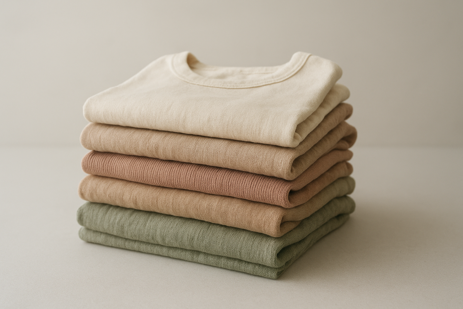 Neatly folded bundle of gently used children's clothing items representing a sustainable kids clothing delivery approach
