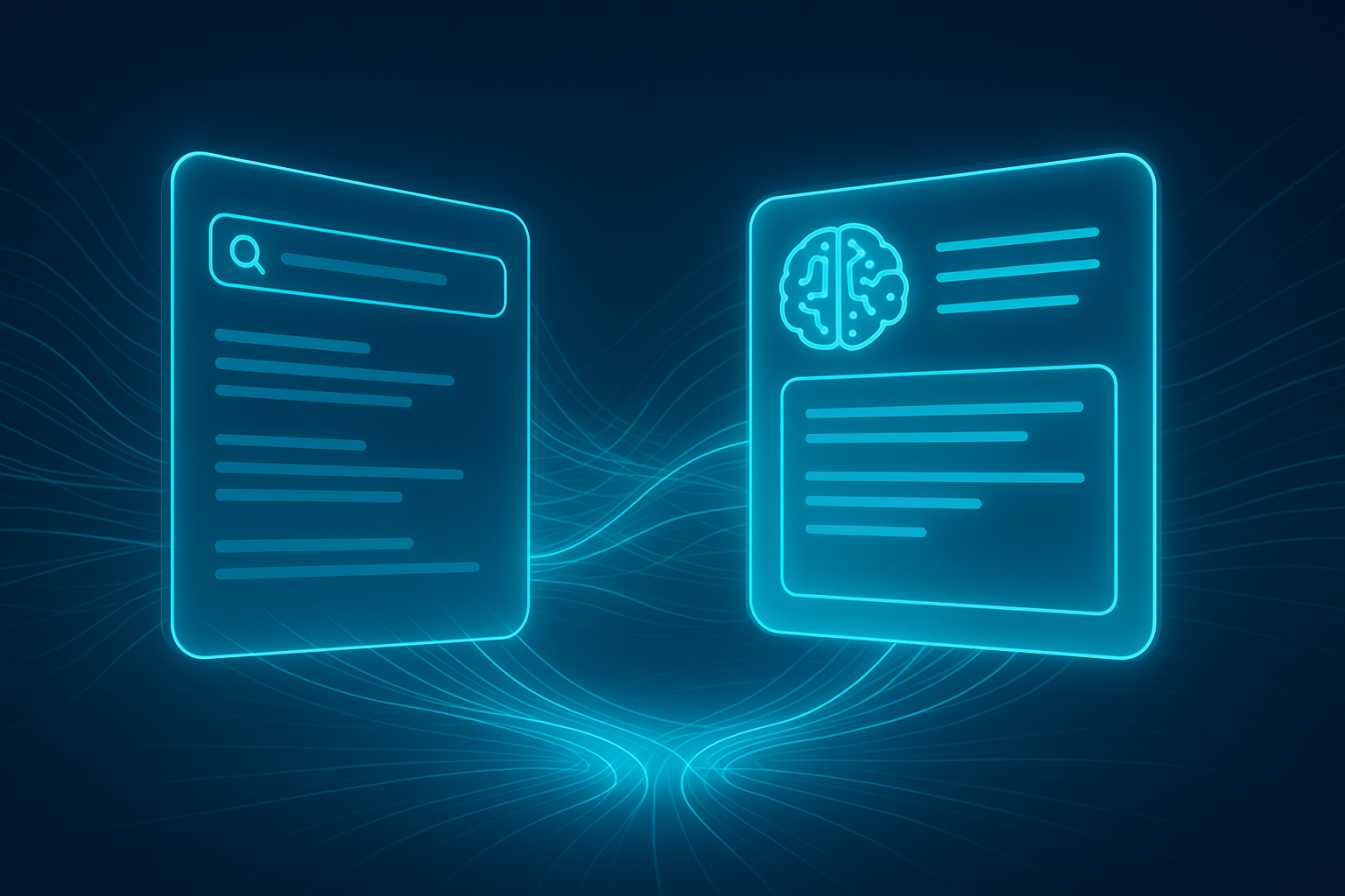 Search engine results transforming into AI-generated answer boxes