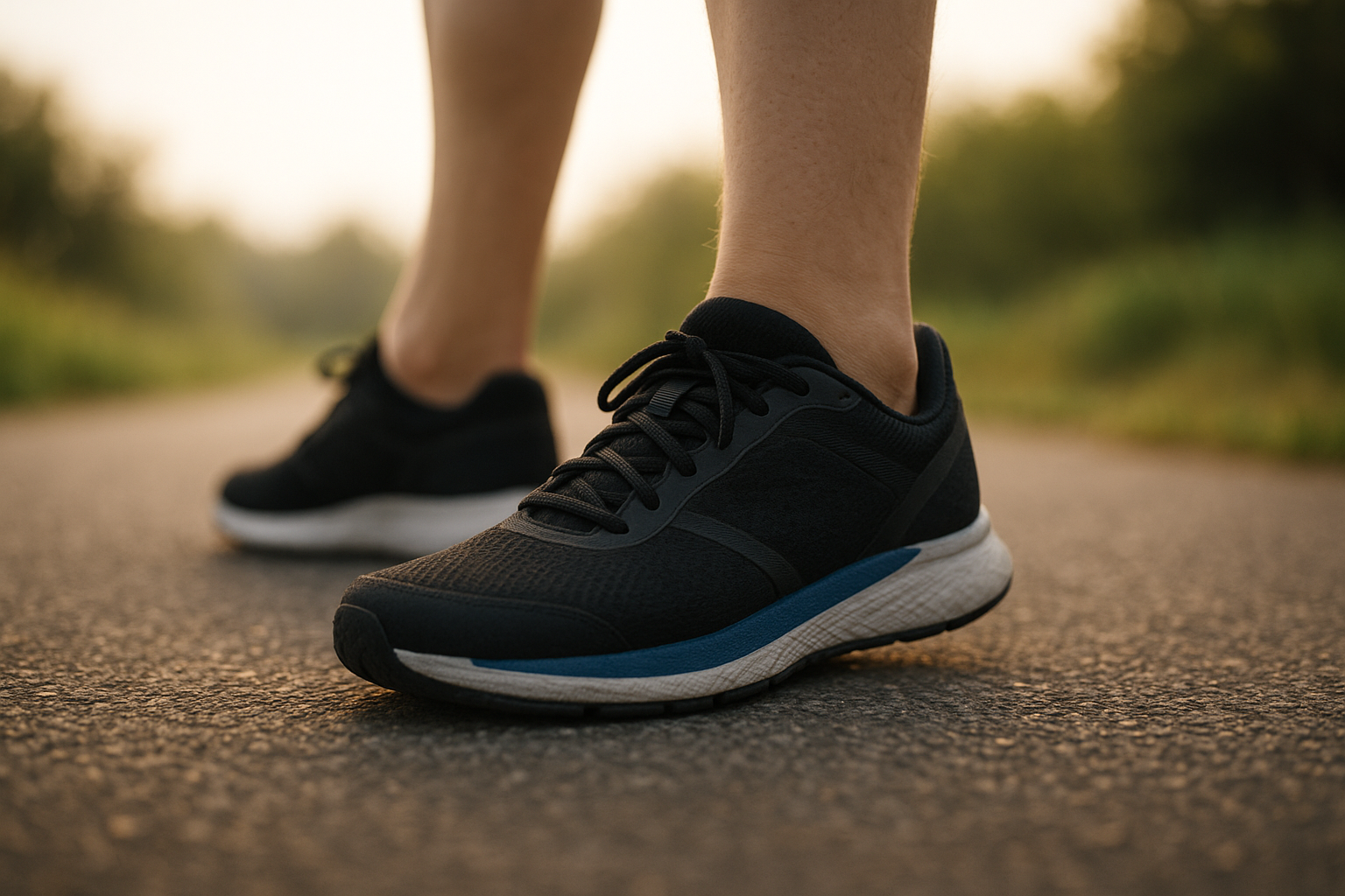 Close-up of walking orthotics fitted inside an athletic shoe during outdoor exercise