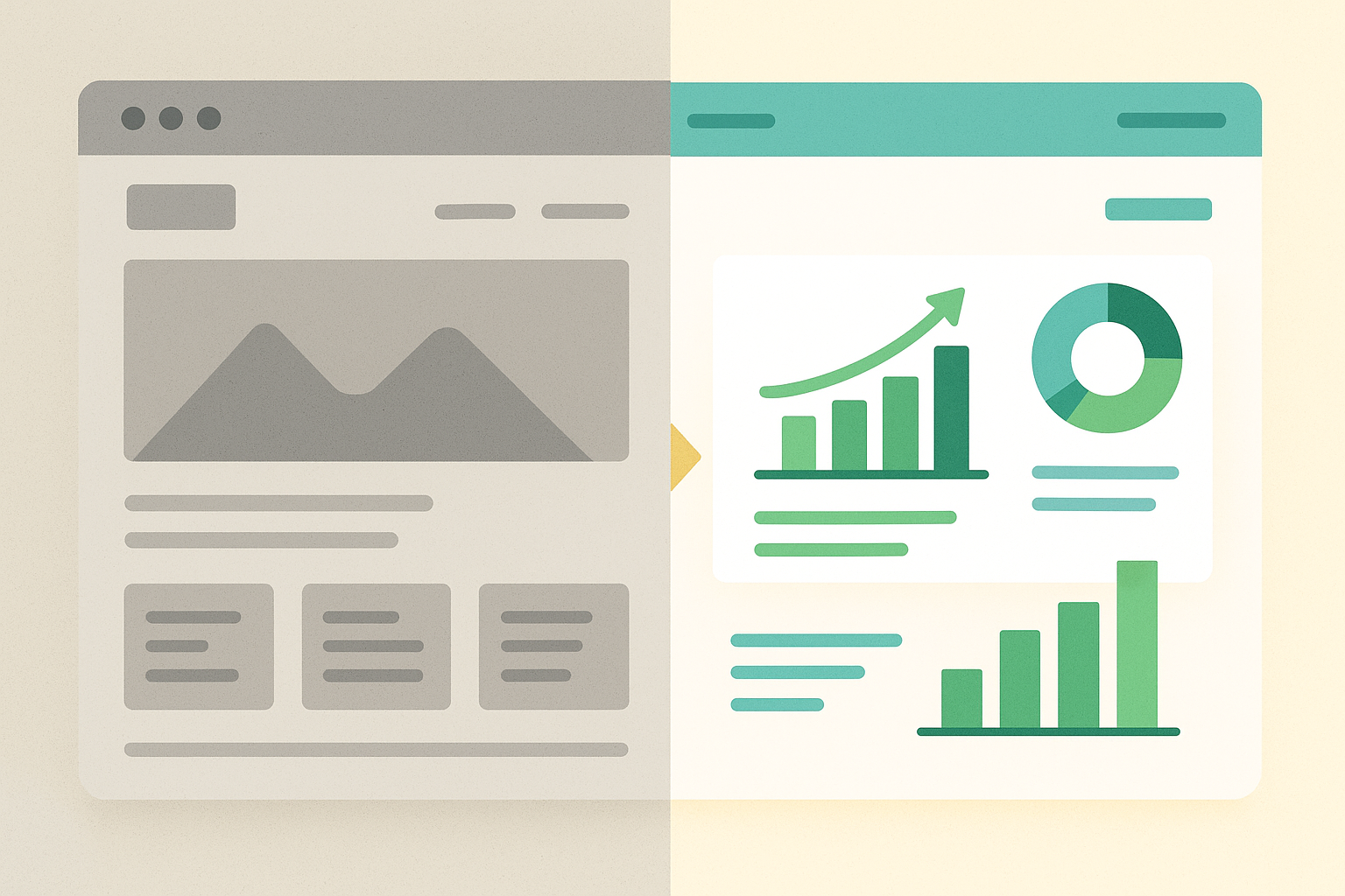 Before and after comparison showing improved site performance from digital marketing optimization