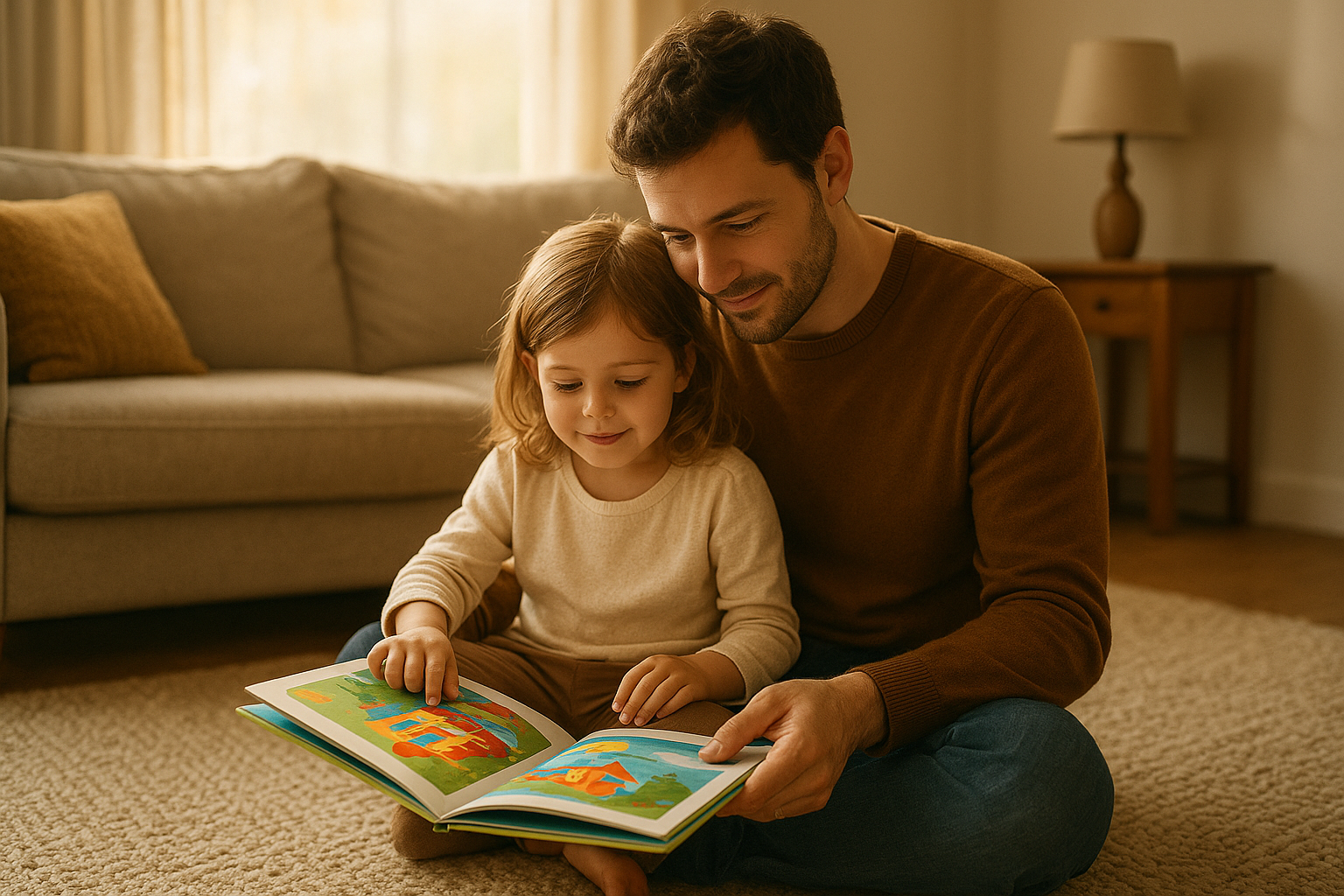 parent practicing speech sounds with child at home using a story-based activity