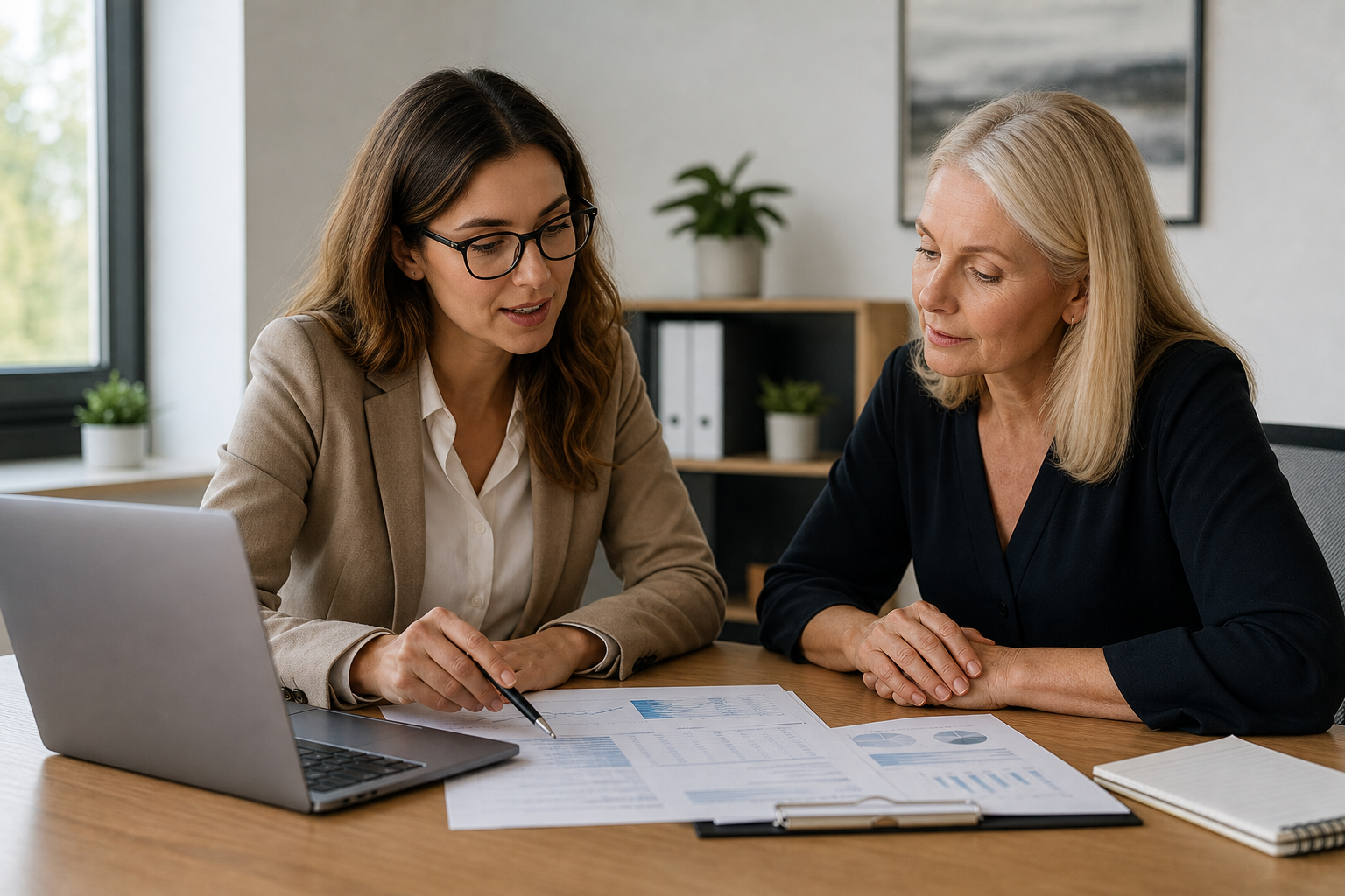 Accountant and home care agency owner reviewing minnesota home care provider accounting reports