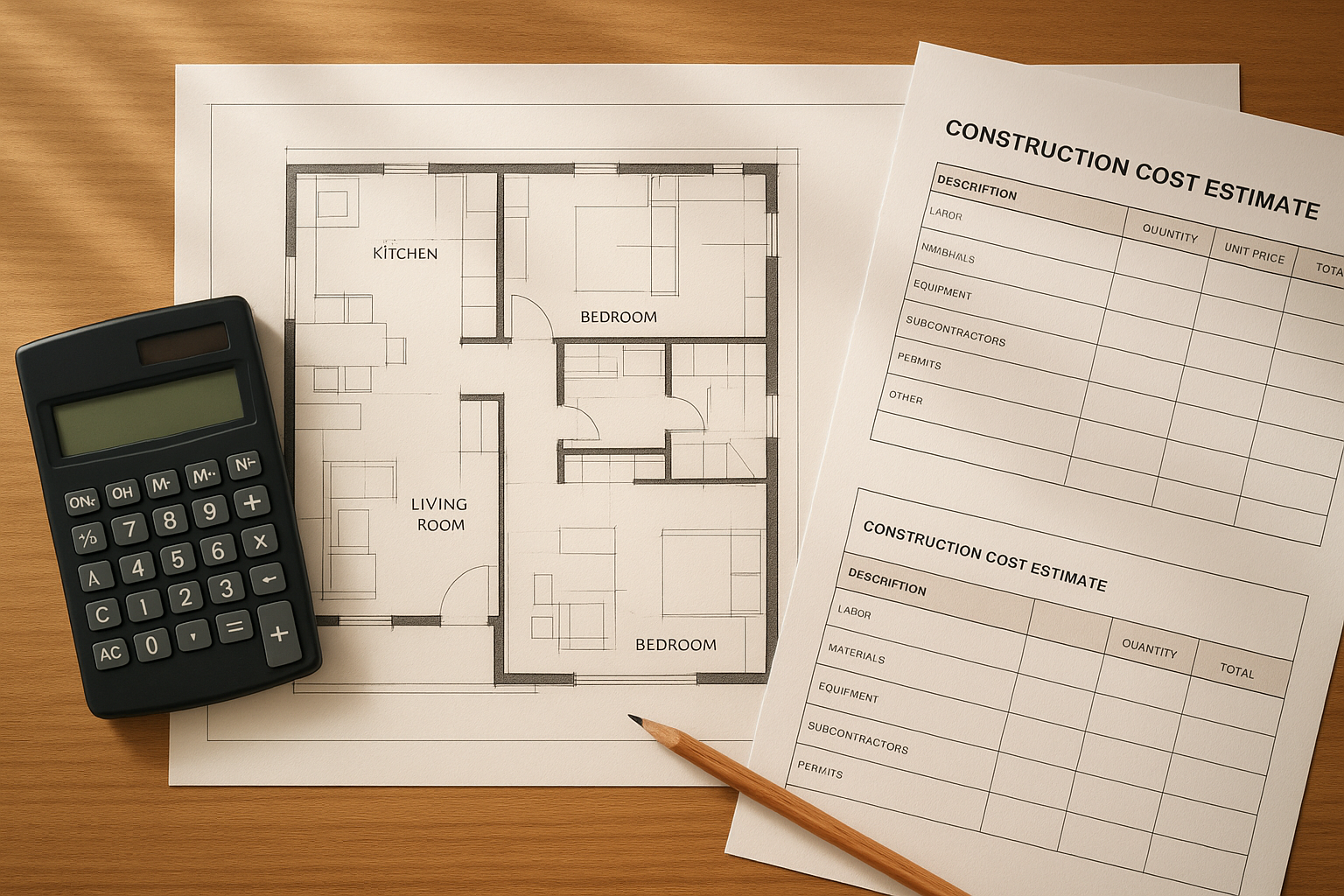 Garage conversion cost planning documents showing architectural drawings and budget estimates for an LA ADU project