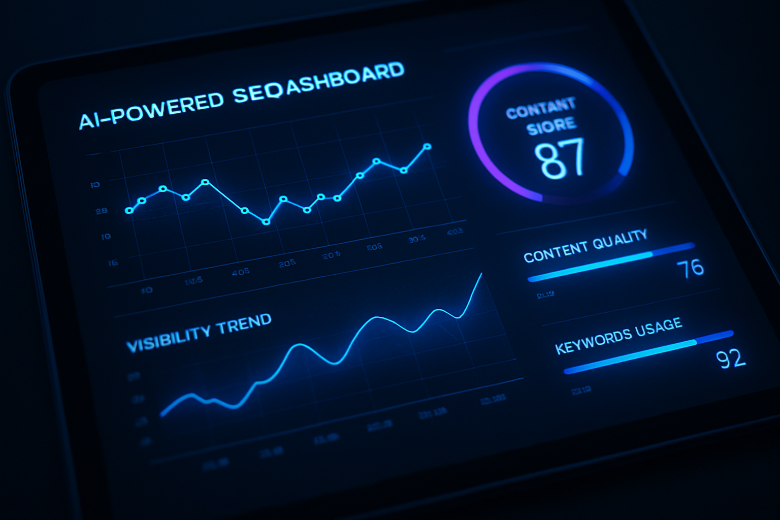 AI-powered dashboard showing digital marketing optimization metrics for agency clients