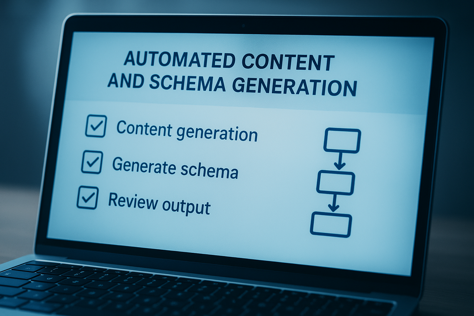 Automated workflow checklist showing technical SEO fixes and schema markup generation for agency clients