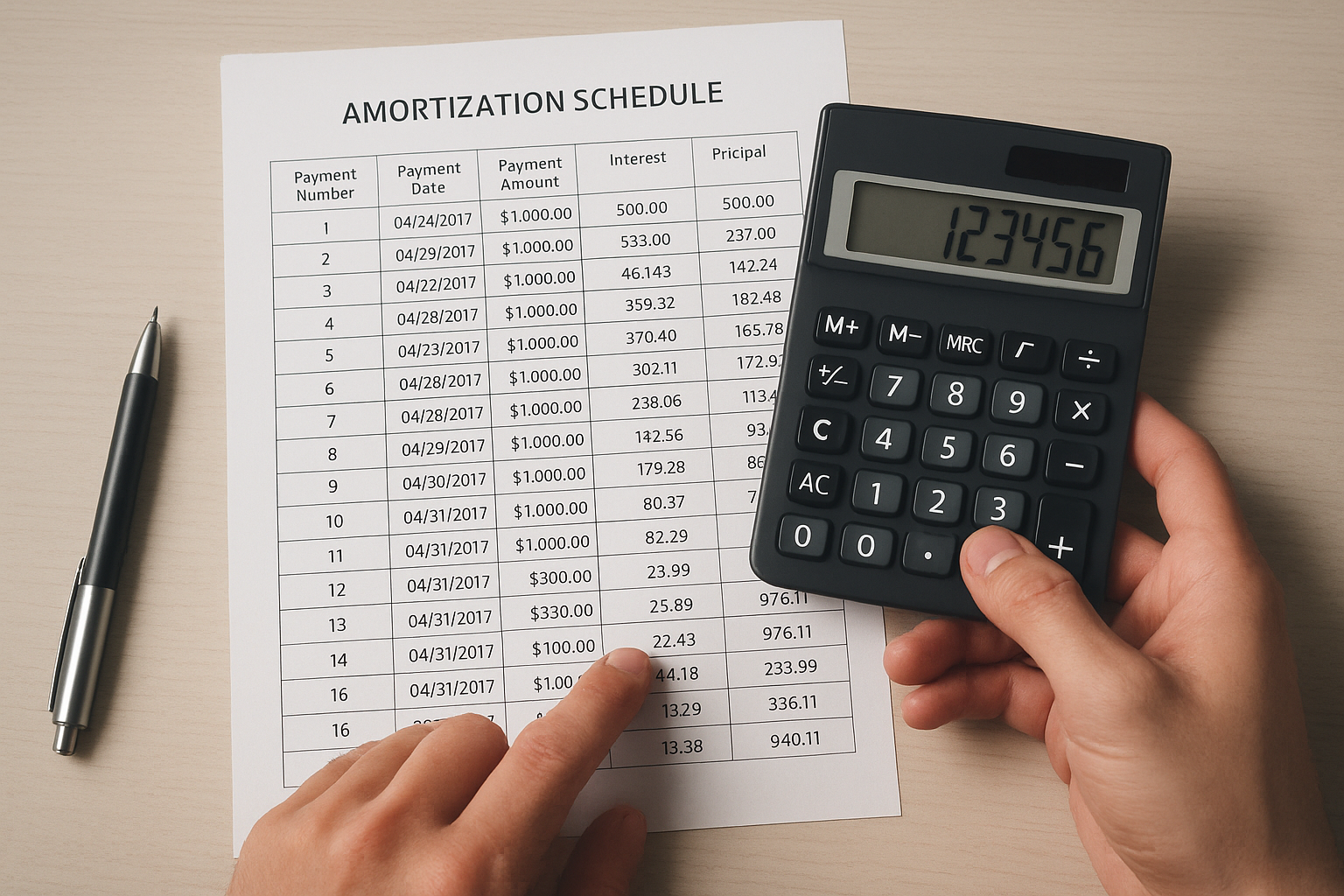 Calculator and amortization schedule used to estimate a monthly SBA loan payment