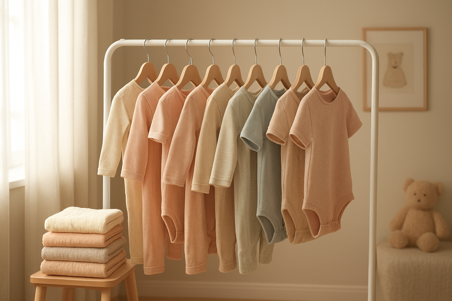 Rotating wardrobe rack representing fashion rental for growing kids