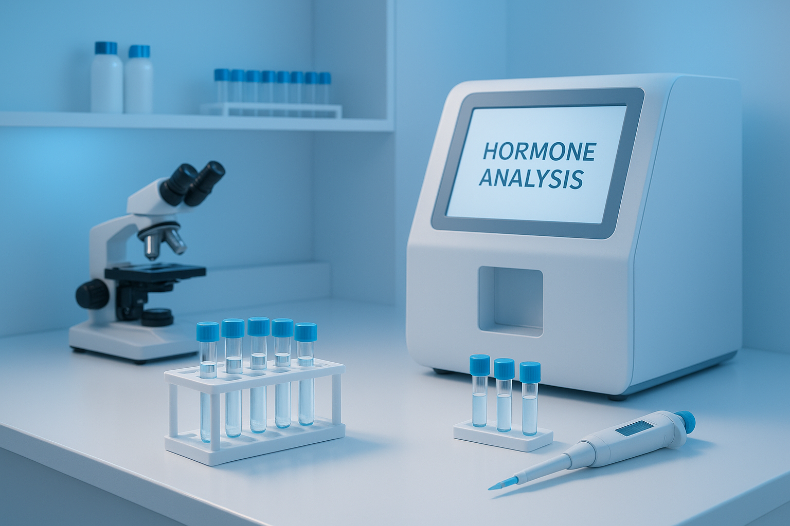 Laboratory setup used for advanced hormonal treatments testing and analysis