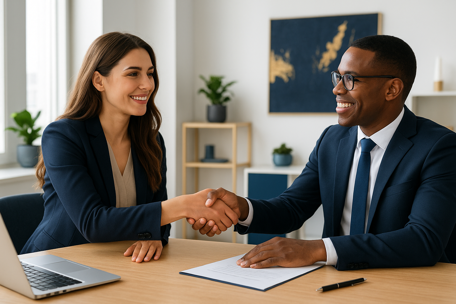 Business owner finalizing approval for business loans with a lender