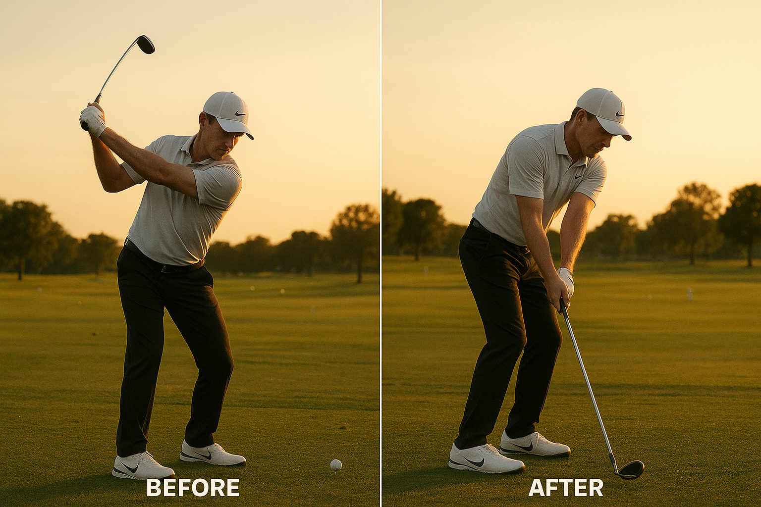 Before and after swing comparison from biomechanical golf coaching