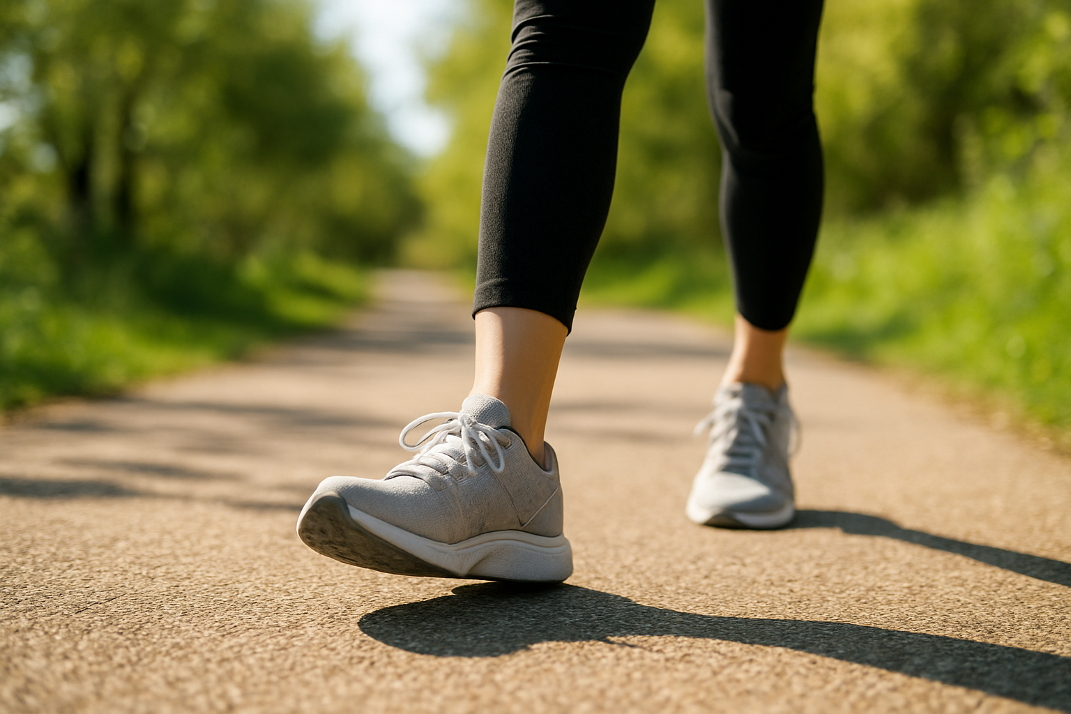 Person walking comfortably outdoors after switching to supportive custom insoles