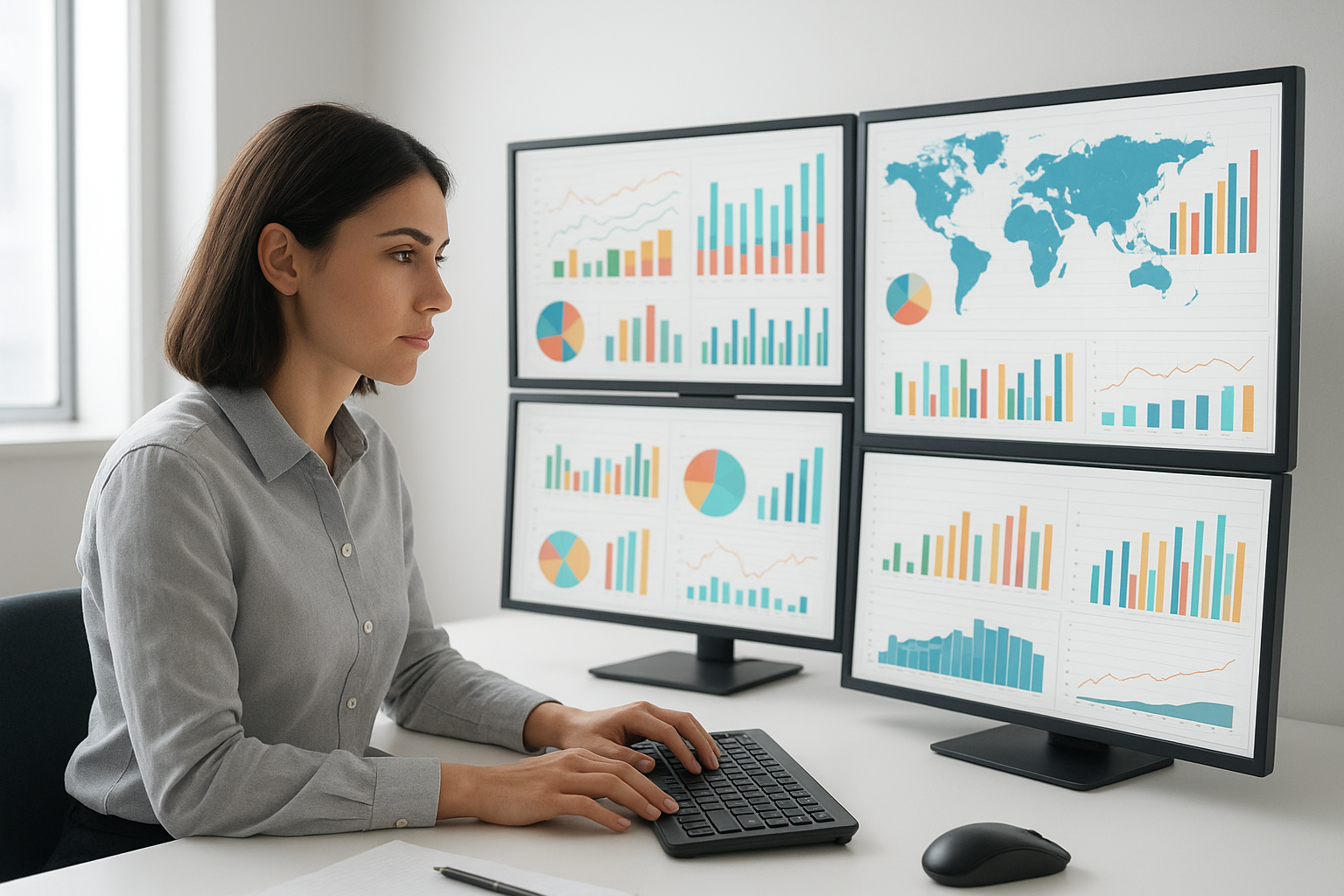 Analyst reviewing dashboards for a data-driven digital marketing strategy