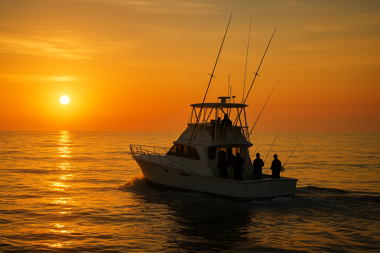 Offshore fishing tours near Myrtle Beach depart at sunrise toward the Gulf Stream