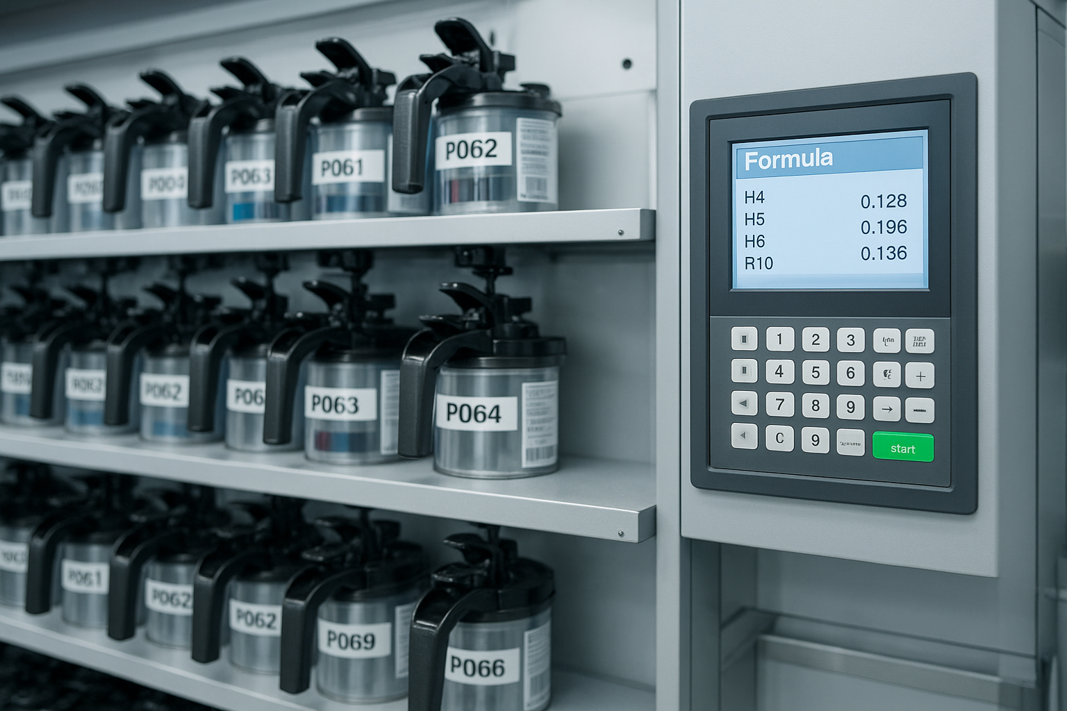 Computerized paint mixing station used for complete auto body and paint color matching
