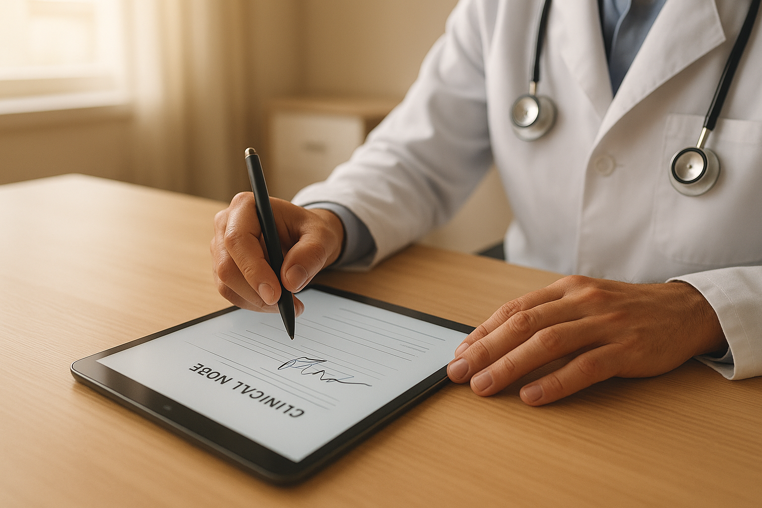 Clinician completing a signed clinical note to prevent behavioral health claim denials
