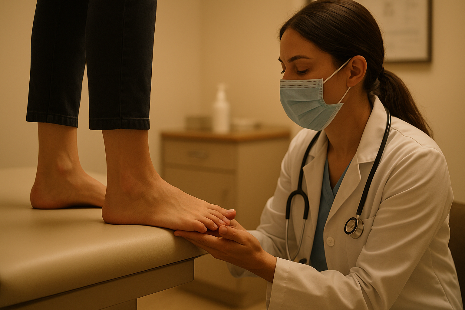 Podiatrist evaluating a patient's foot arch to recommend the best orthotics for everyday use