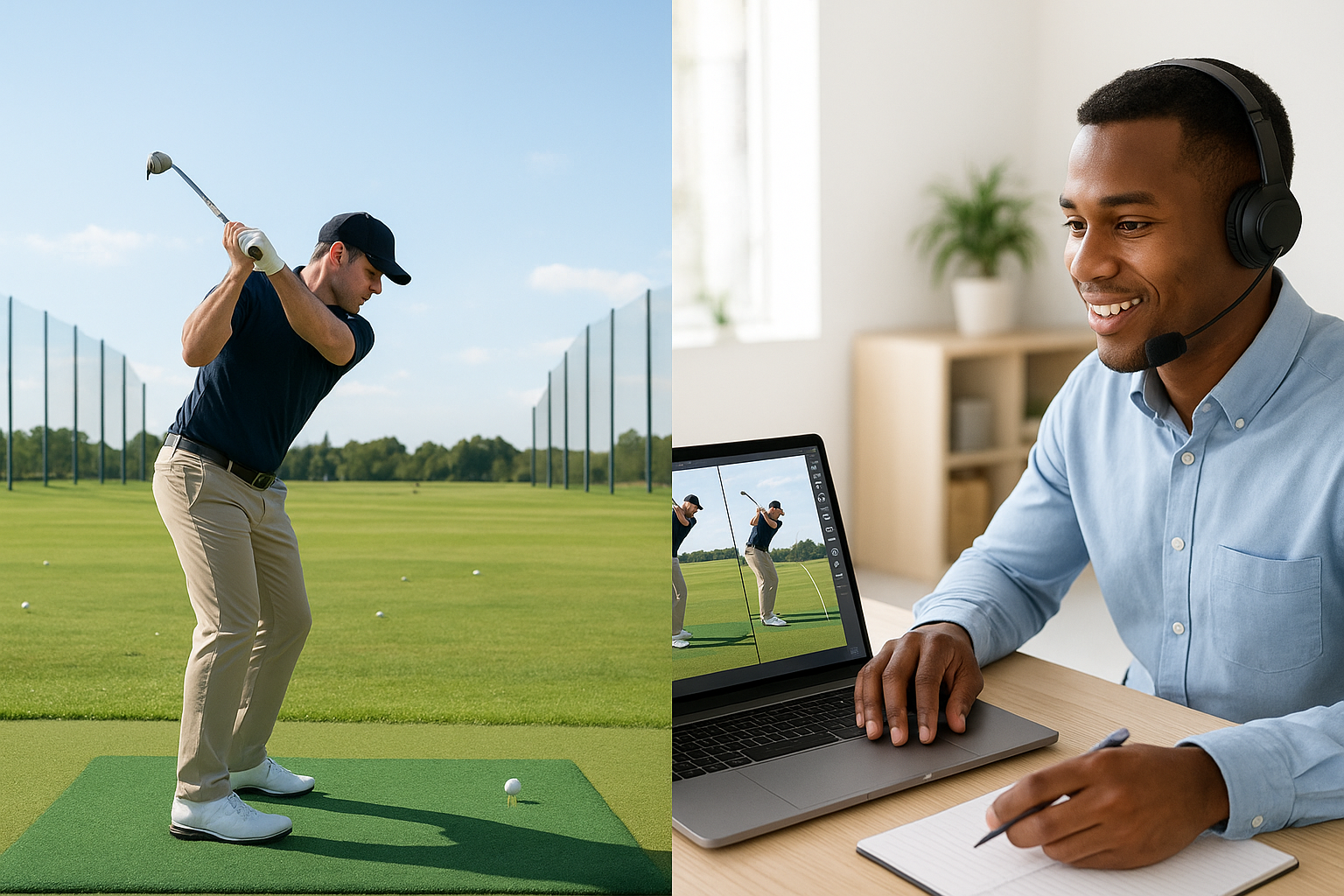 Remote coaching session used to deliver a tailored golf swing plan online