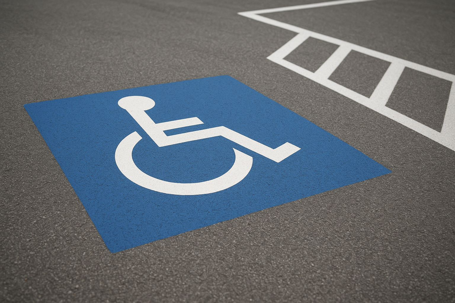 ADA compliant handicap parking space freshly painted at a retail center