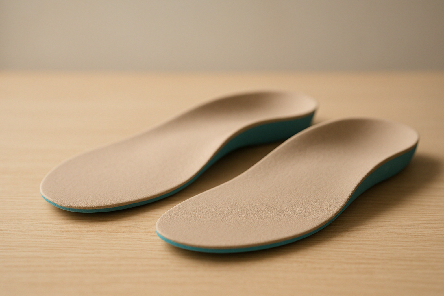 Pair of customized shoe insoles for comfort molded to an individual foot shape