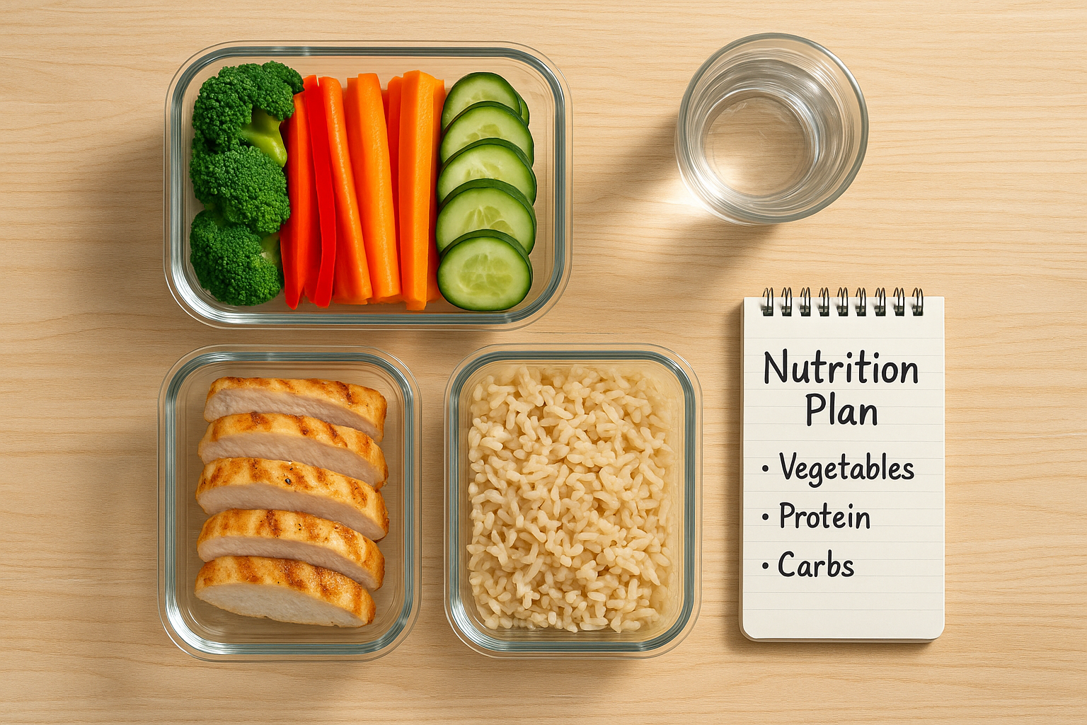 Healthy meal prep layout representing the nutrition component of a supervised weight loss plan in Ontario